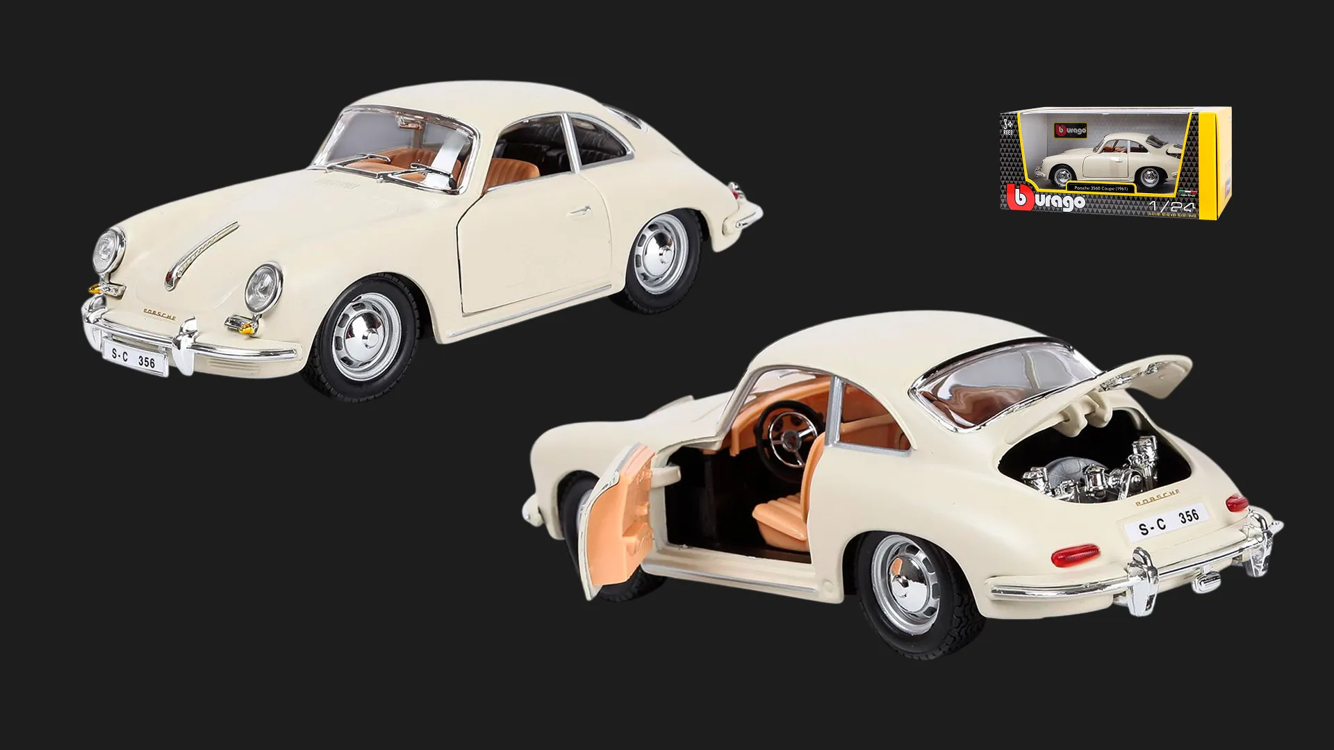 Автомодель Bburago Porsche 356B (1961) в асортименті (1:24) (18-22079)
