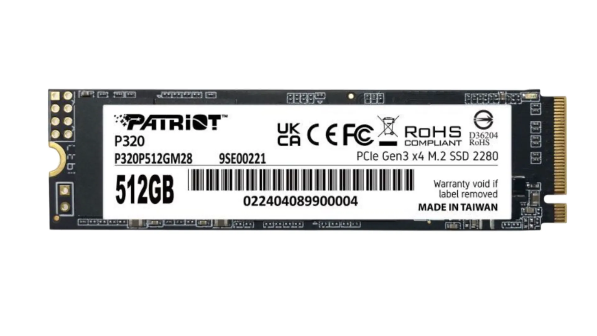 SSD накопитель Patriot P320 512GB NVMe PCIe 3.0 (P320P512GM28)