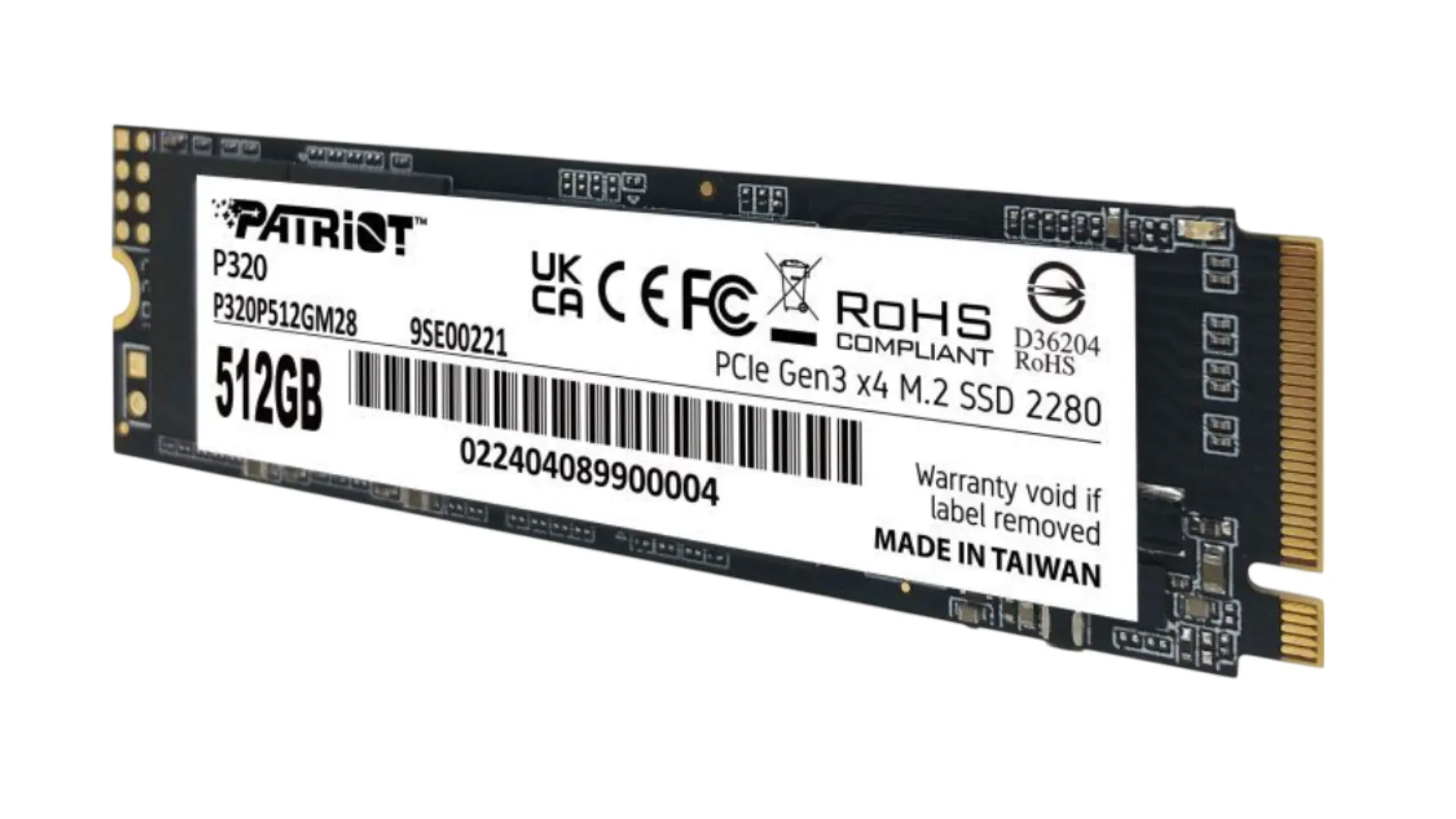 SSD накопитель Patriot P320 512GB NVMe PCIe 3.0 (P320P512GM28)