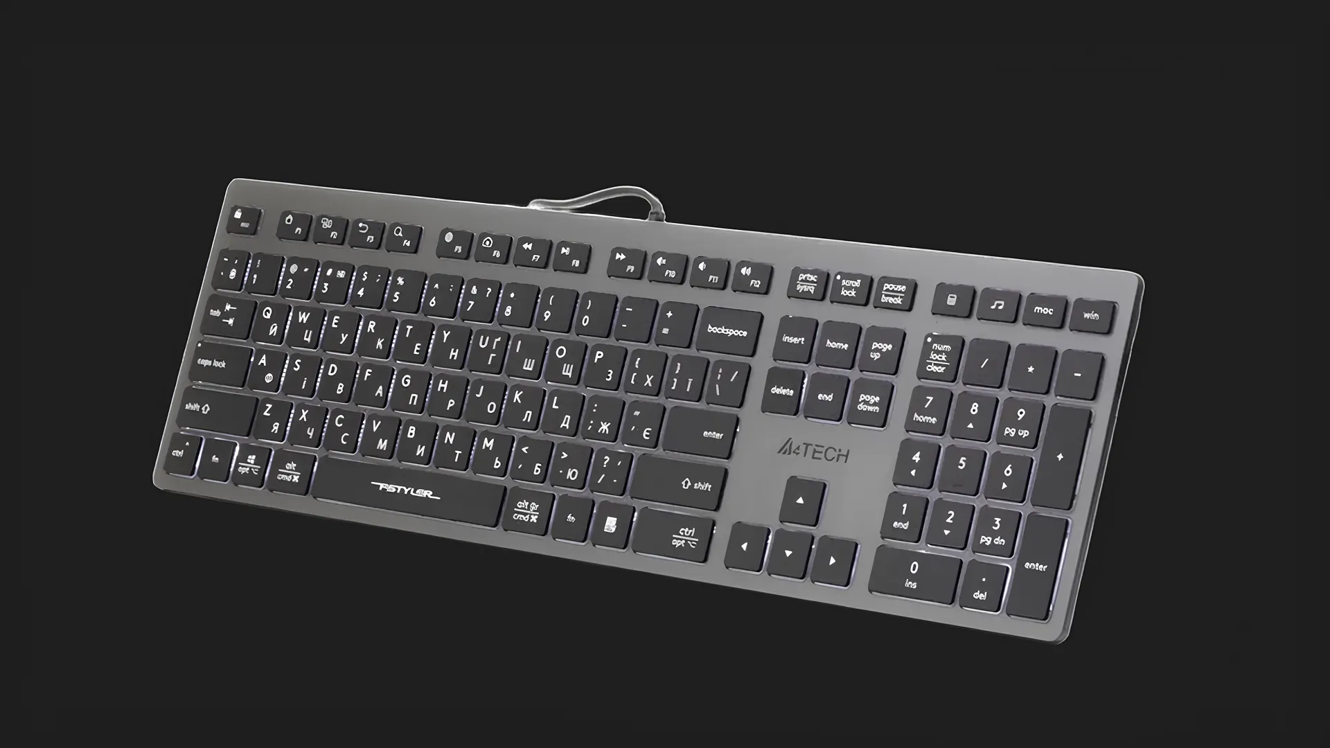 Клавіатура A4Tech FX60 USB (Gray) White backlit (FX60)