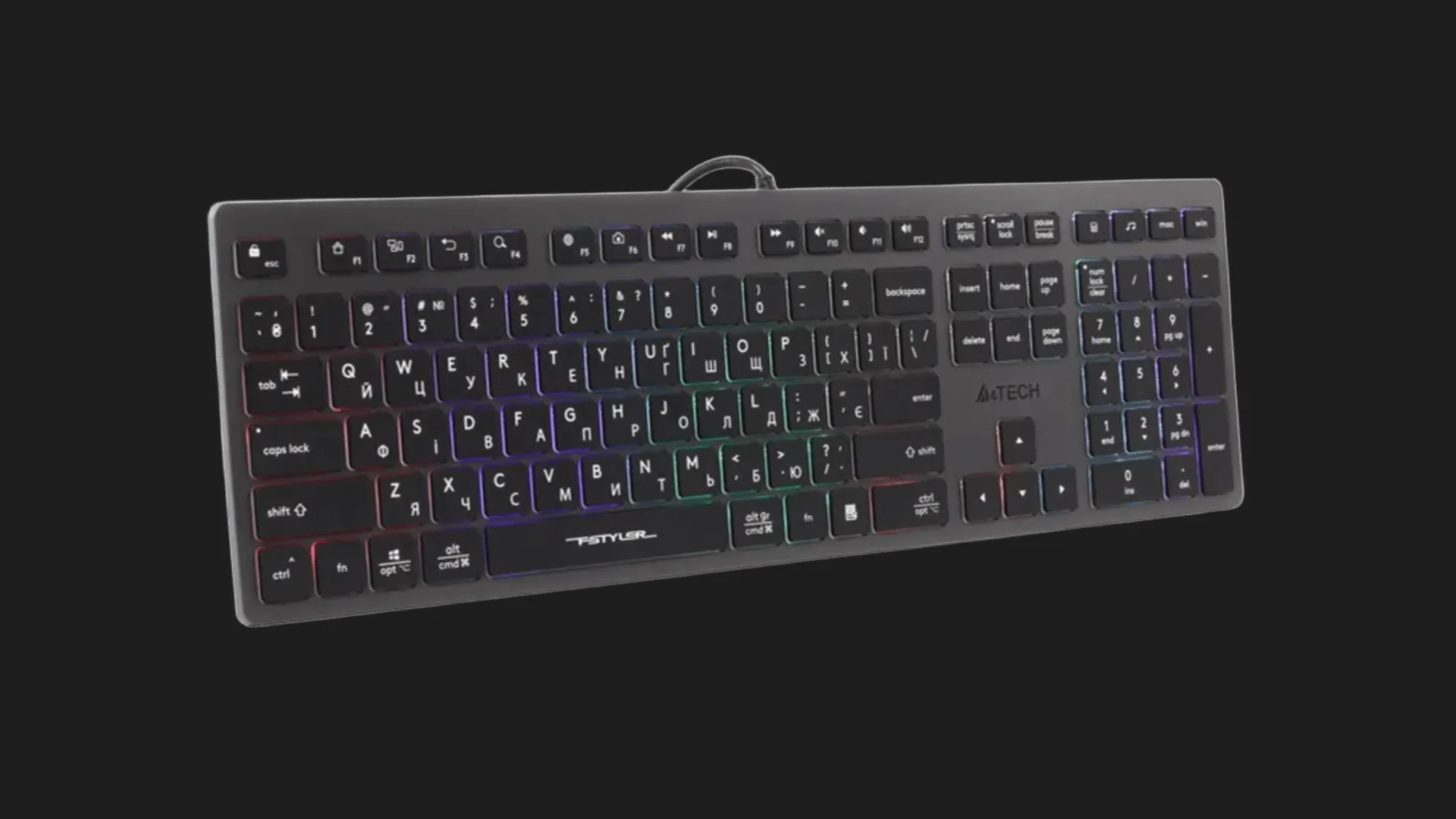 Клавіатура A4Tech FX60H USB (Gray) Neon backlit (FX60H)