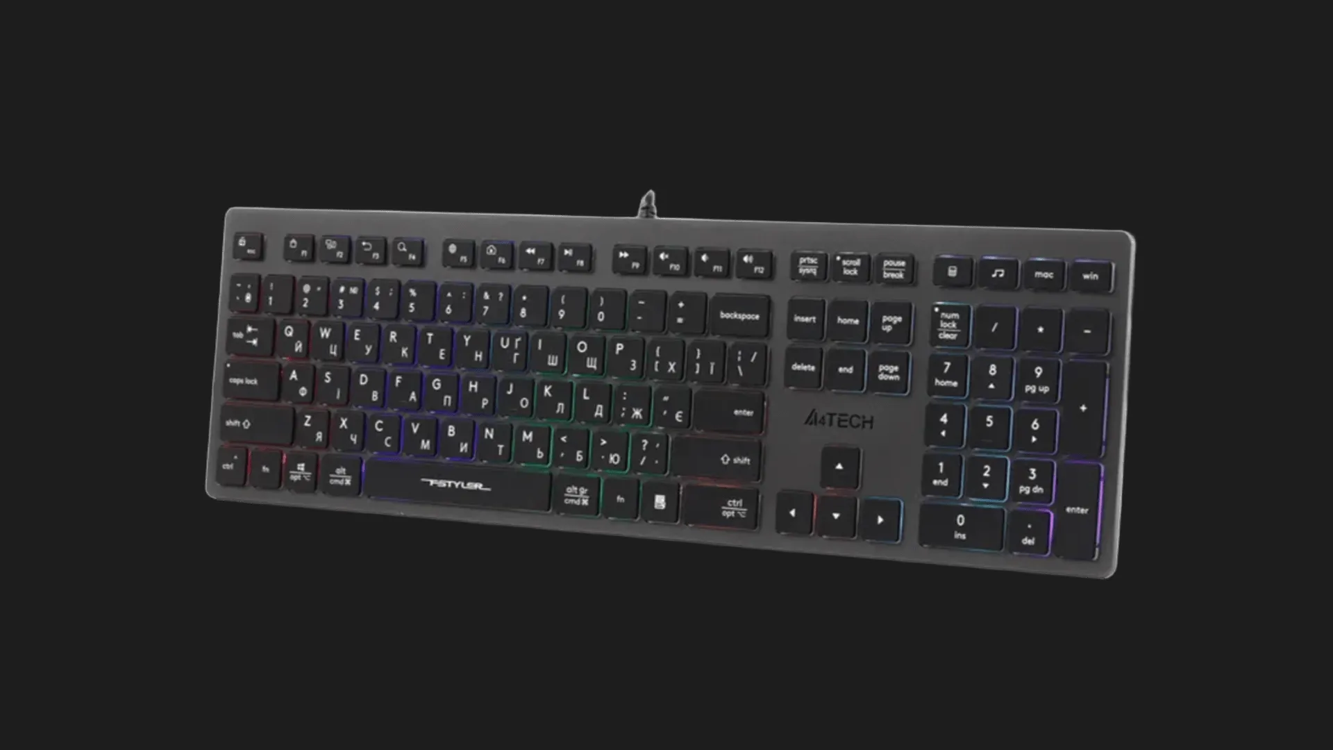 Клавіатура A4Tech FX60H USB (Gray) Neon backlit (FX60H)