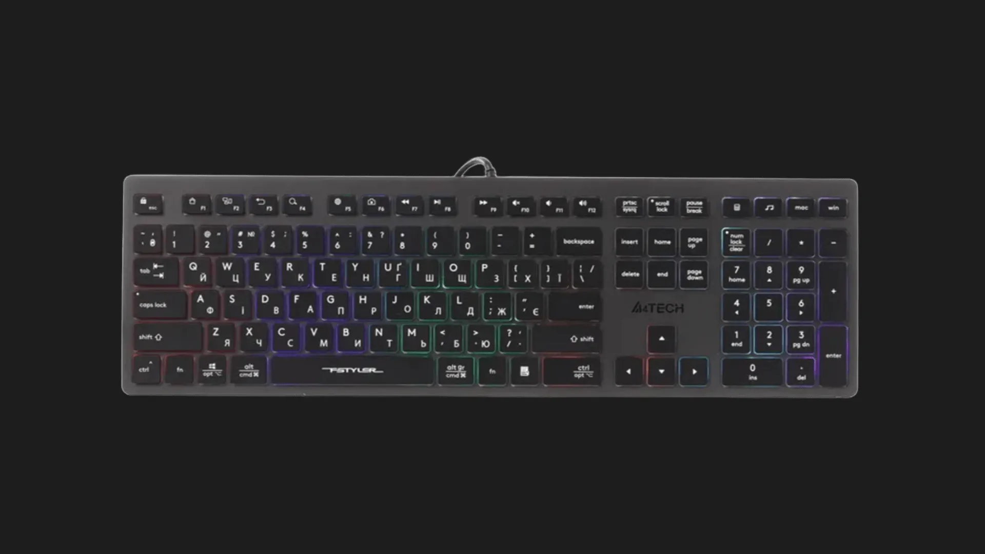 Клавіатура A4Tech FX60H USB (Gray) Neon backlit (FX60H)