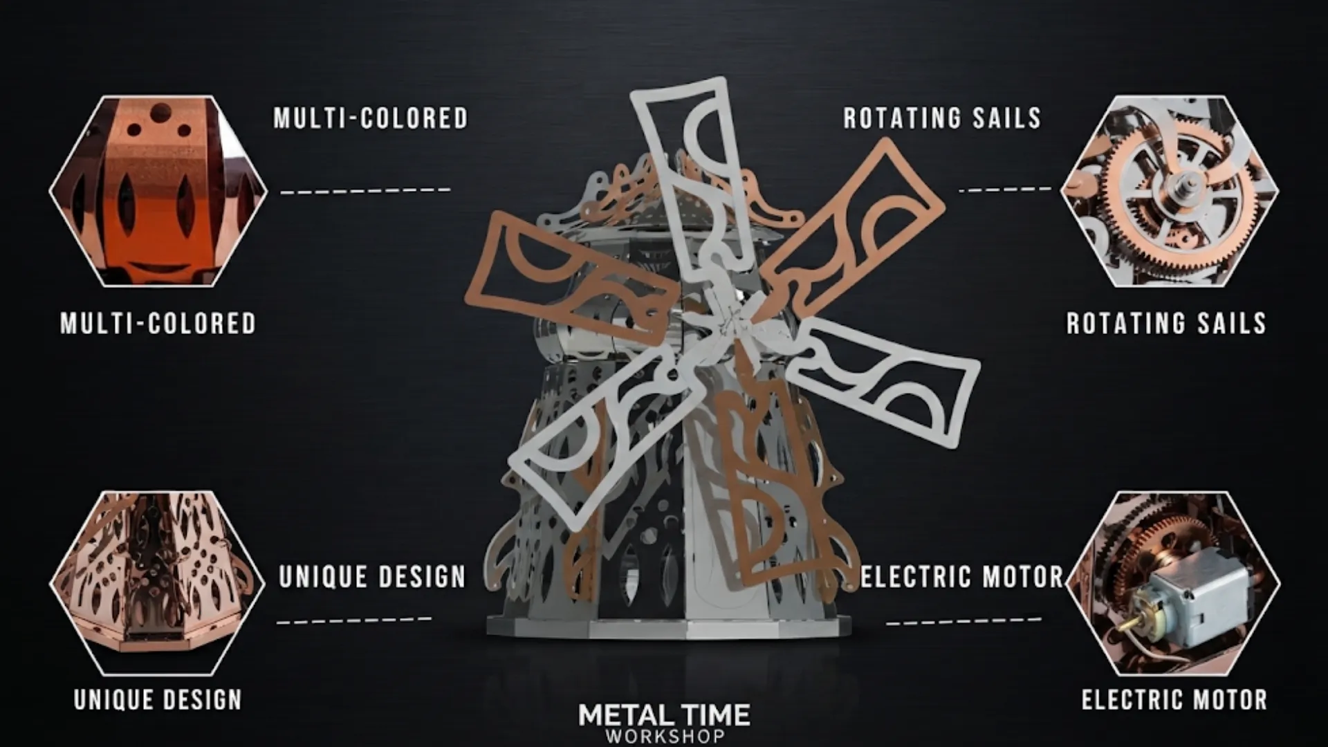 Коллекционная модель-конструктор Metal Time Mysterious Mill Мельница электронная двухцветная (MT054)