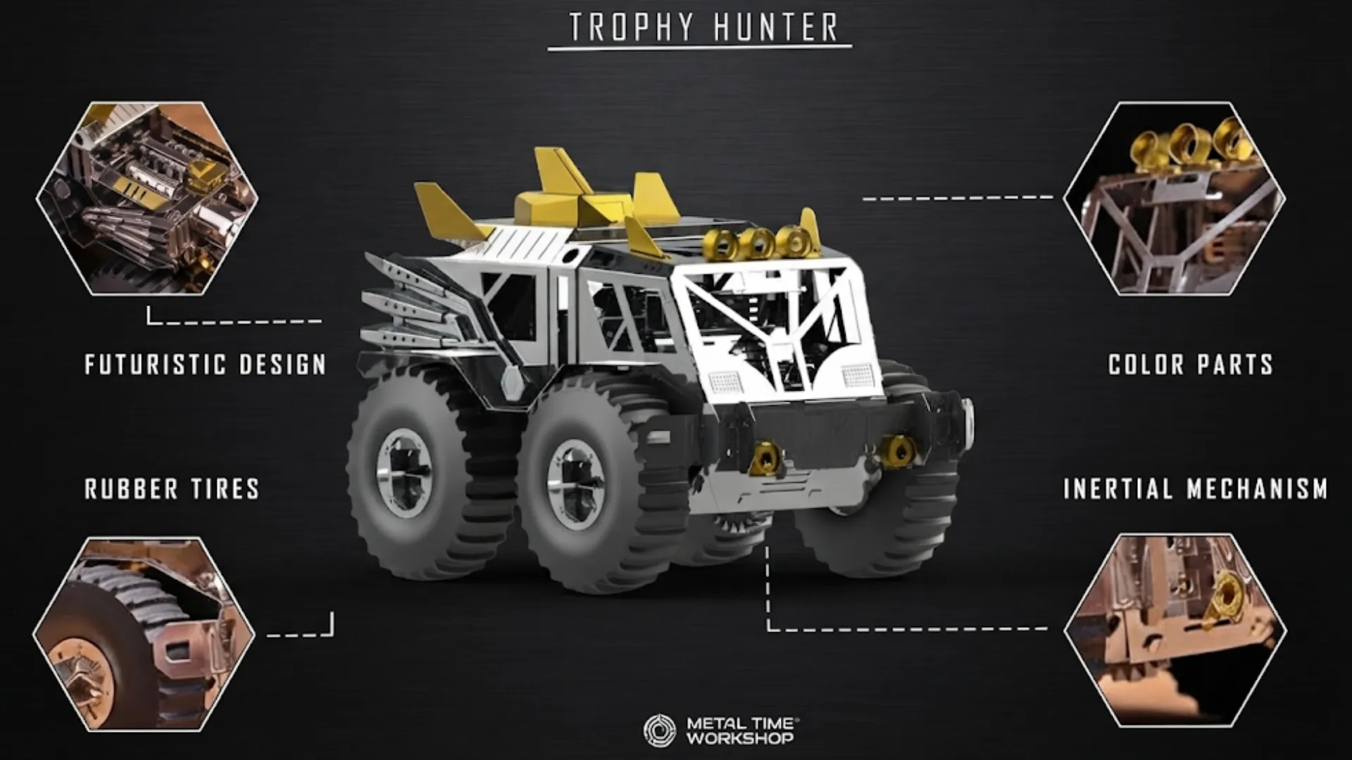 Колекційна модель-конструктор Metal Time Trophy Hunter Всюдихід Шерп механічний двоколірний (MT056)