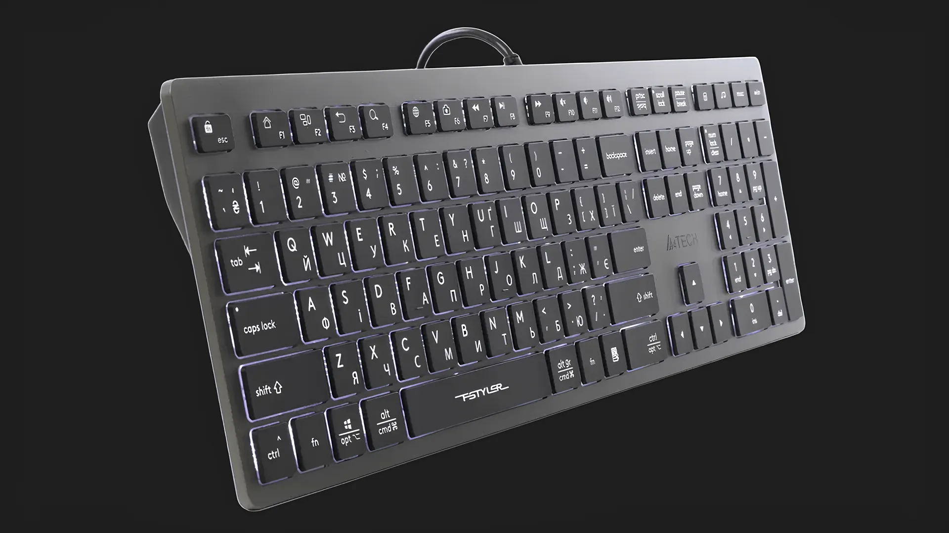 Клавіатура A4Tech FX60H USB (Gray) White backlit (FX60H)