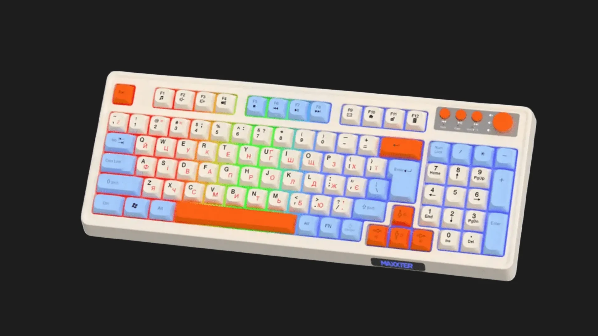Клавіатура ігрова бездротова Maxxter KBGW-3C01-UA (White) (KBGW-3C01-UA) (UA)