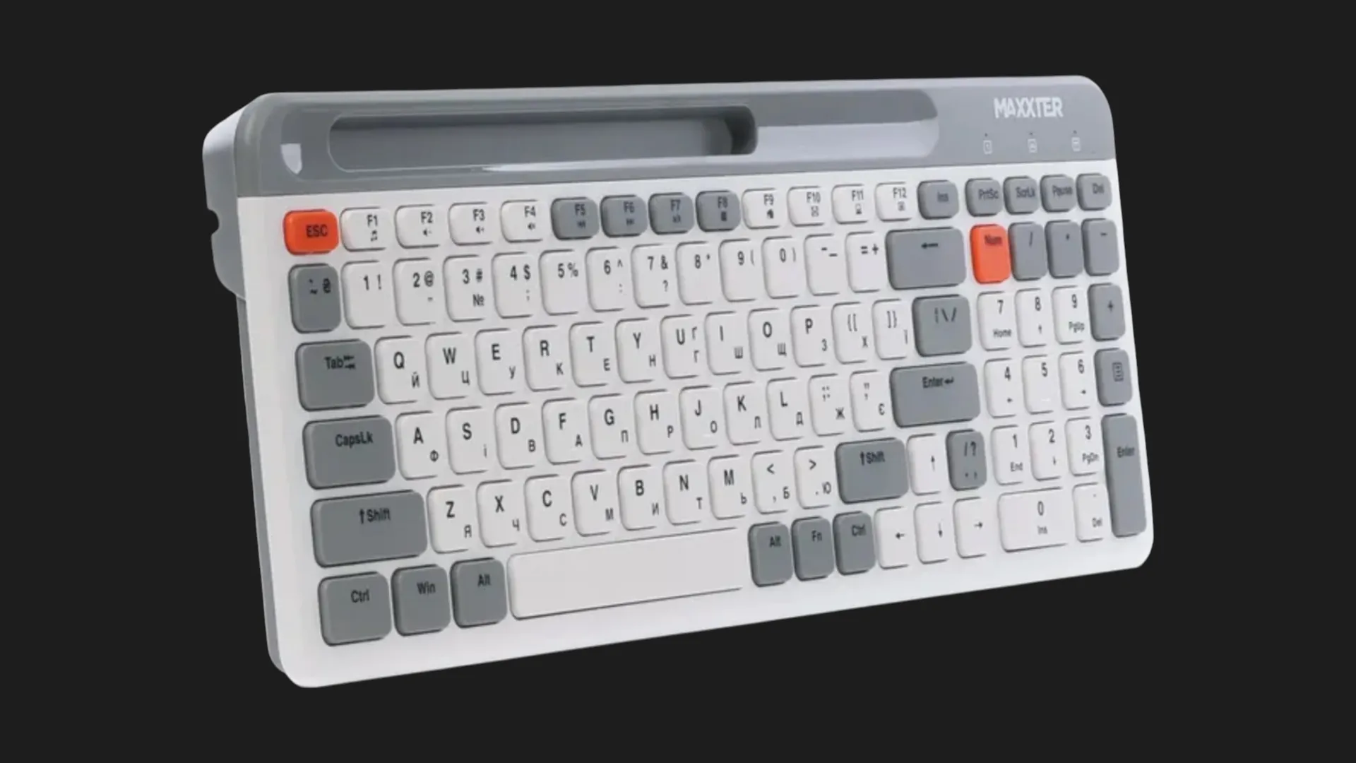 Клавіатура бездротова Maxxter KBW-02G-UA (White/Gray) (KBW-02G-UA) (UA)
