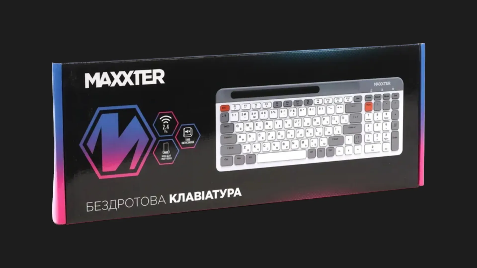 Клавіатура бездротова Maxxter KBW-02G-UA (White/Gray) (KBW-02G-UA) (UA)