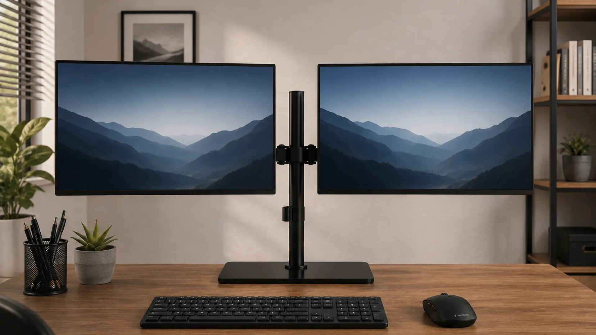 Ножка-кронштейн для 2 мониторов 17-32" (2-9 кг) (MS-D2ST-01) (Black)