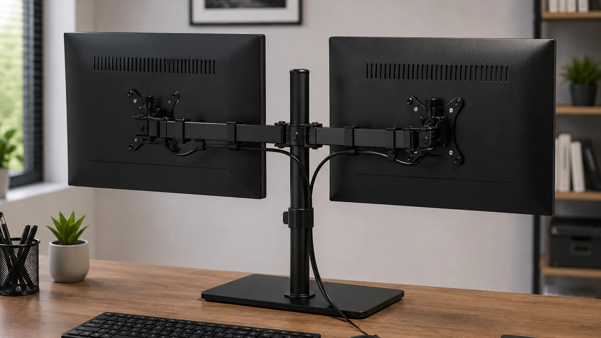 Ножка-кронштейн для 2 мониторов 17-32" (2-9 кг) (MS-D2ST-01) (Black)