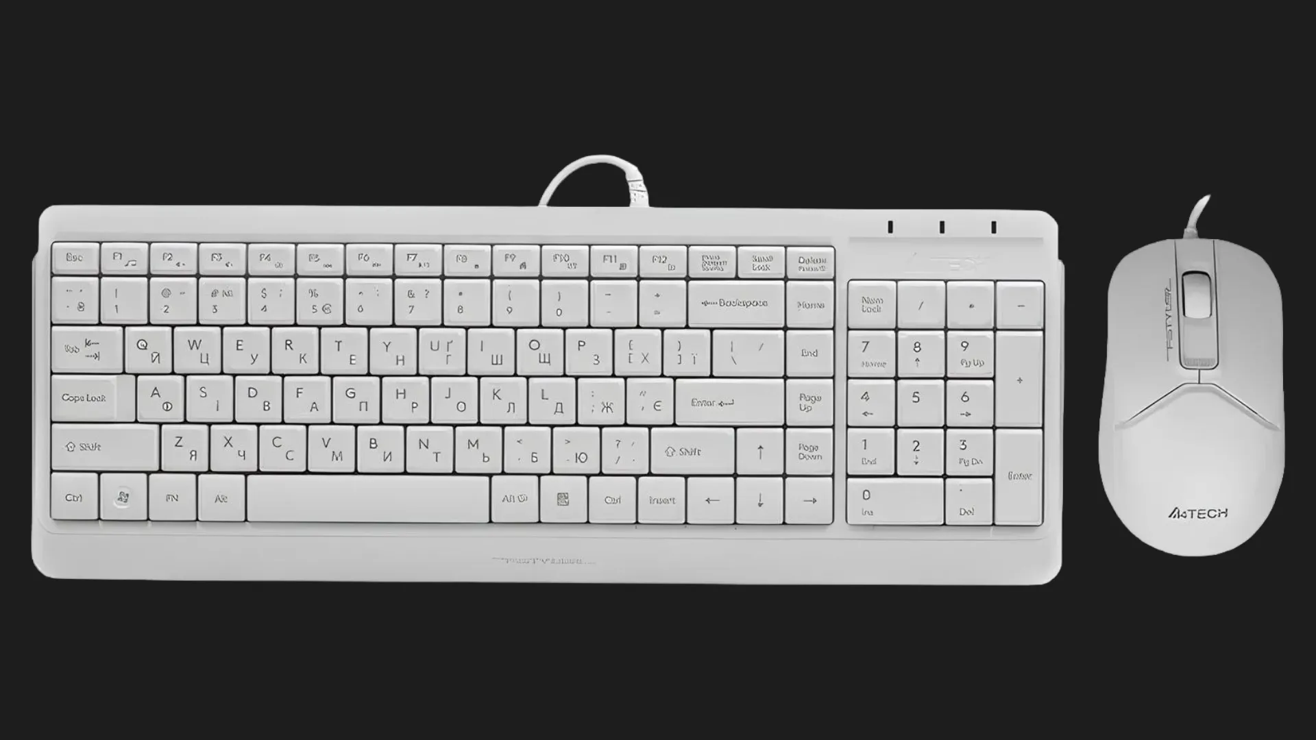 Комплект дротовий клавіатура + миша A4Tech F1512 (White)