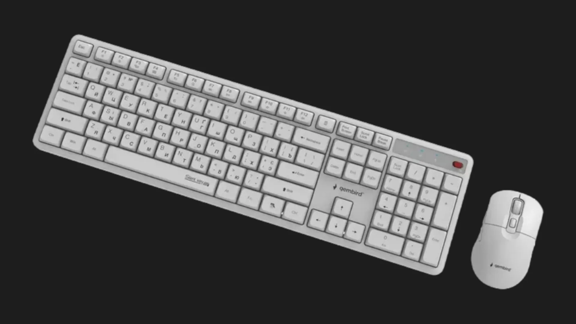 Комплект бездротовий клавіатура+миша клавіатура+миша Gembird KBS-WMS-01-W-CYRL (White)