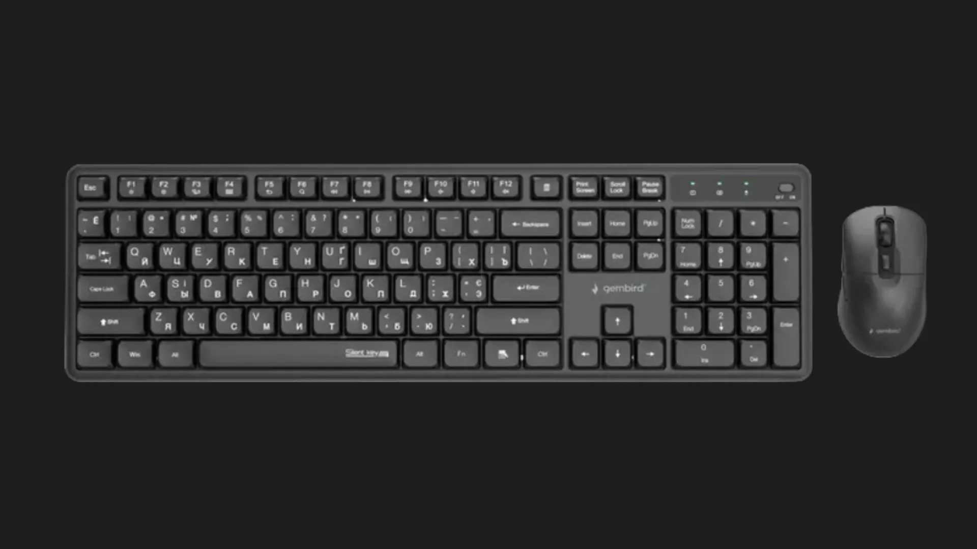 Комплект бездротовий клавіатура+миша клавіатура+миша Gembird KBS-WMS-01-W-CYRL (White)