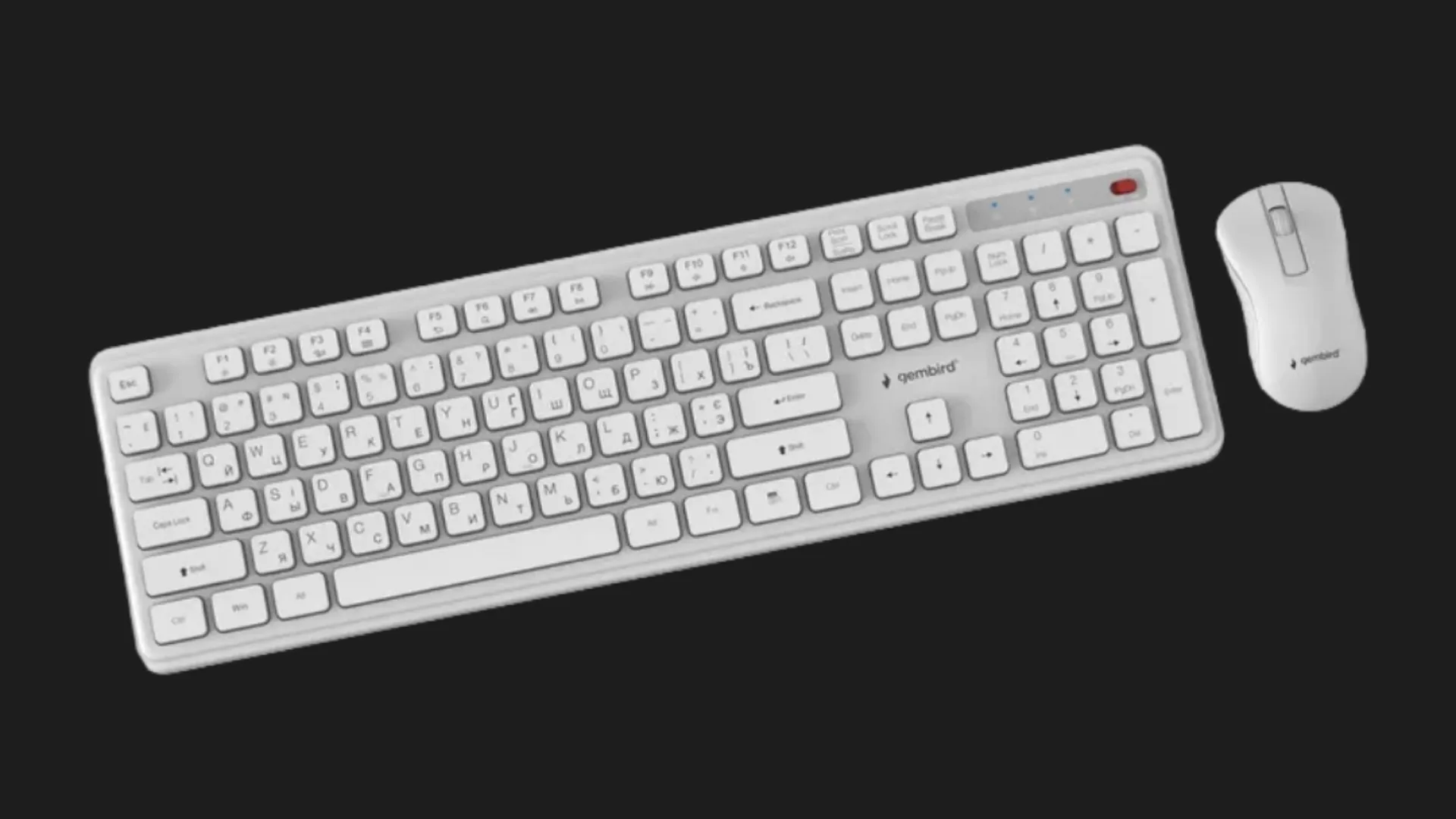 Комплект бездротовий клавіатура+миша клавіатура+миша Gembird KBS-WPS-01-CYRL (White)