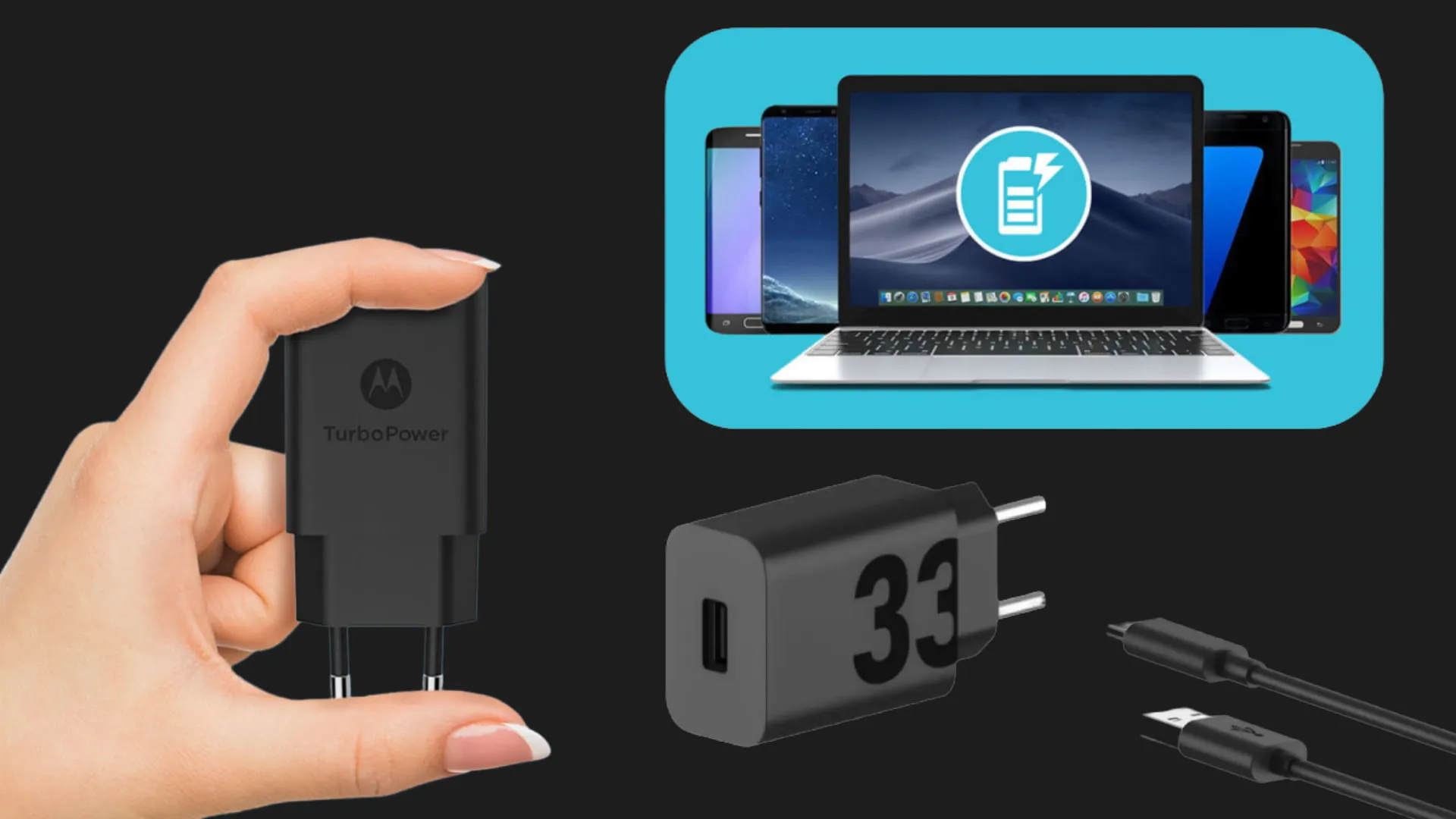 Блок живлення MOTOROLA 33W USB-А + кабель 1m (MC-332L) (Black)