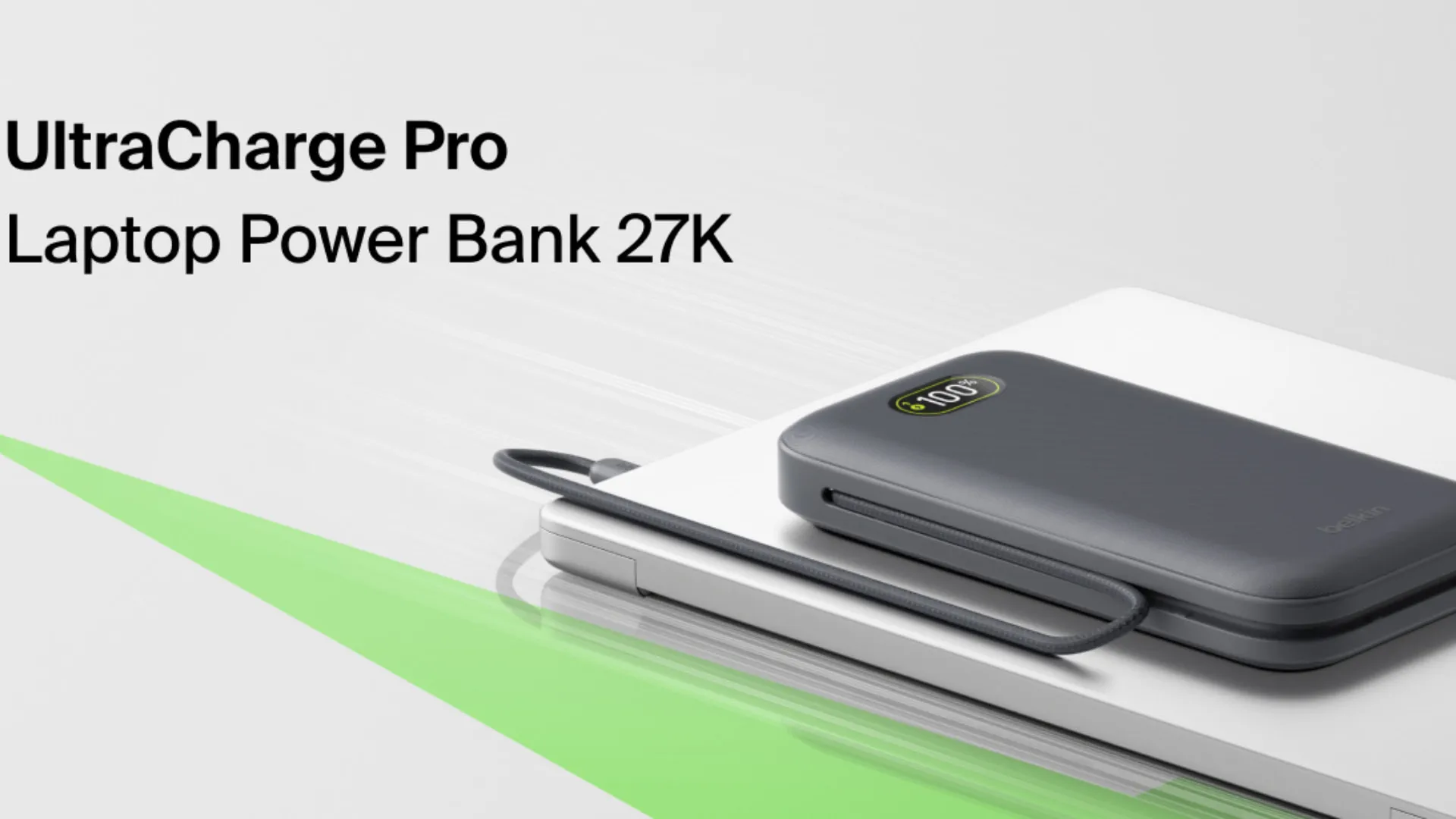 Зарядное устройство Power Bank Belkin 27000мАh, 240W, з інтегрованим кабелем USB-C (Black)