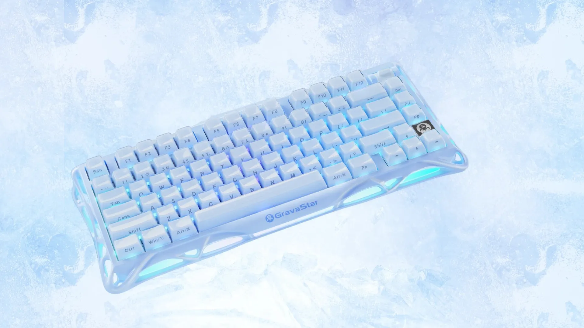 Клавіатура механічна GravaStar Mercury K1 80keys, GravaStar x Kailh Cheery Pink, EN, BT/WL/USB (Ice Blue)