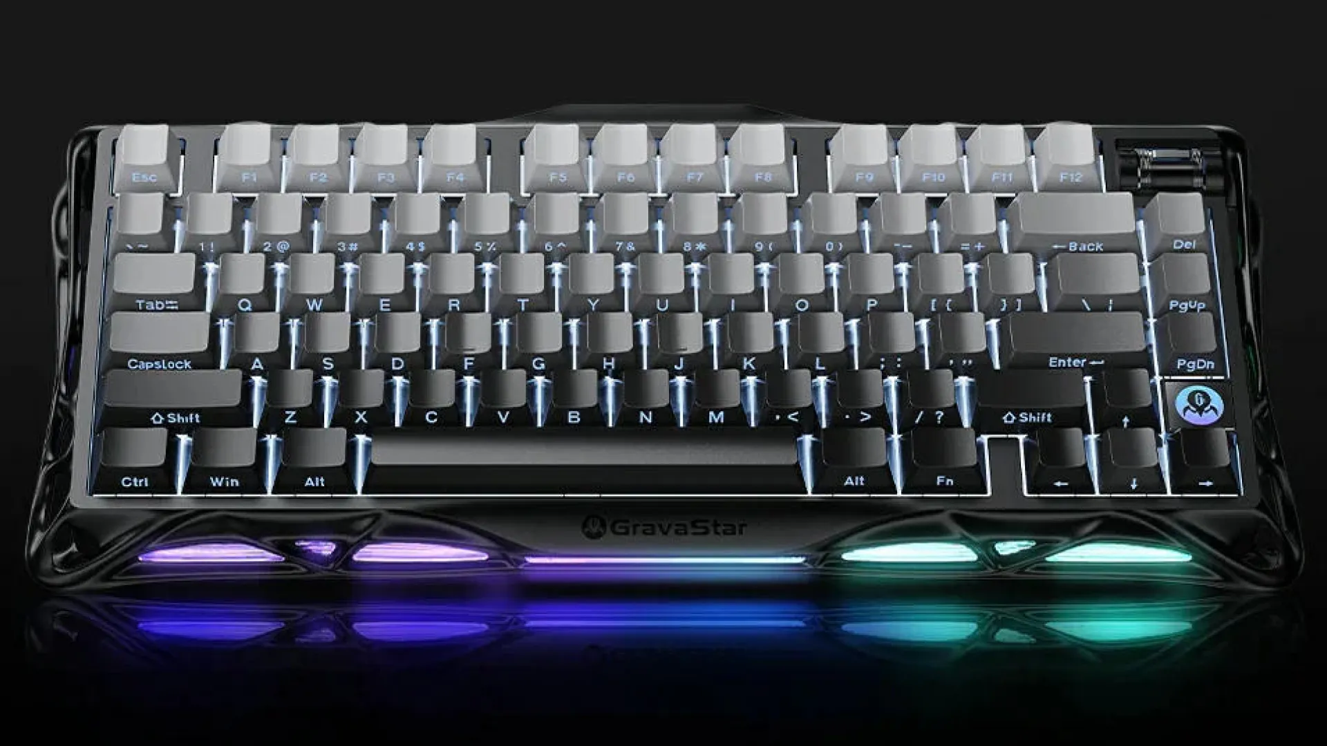 Клавіатура механічна GravaStar Mercury K1 80keys, GravaStar x Kailh Cheery Pink, EN, BT/WL/USB (Black)