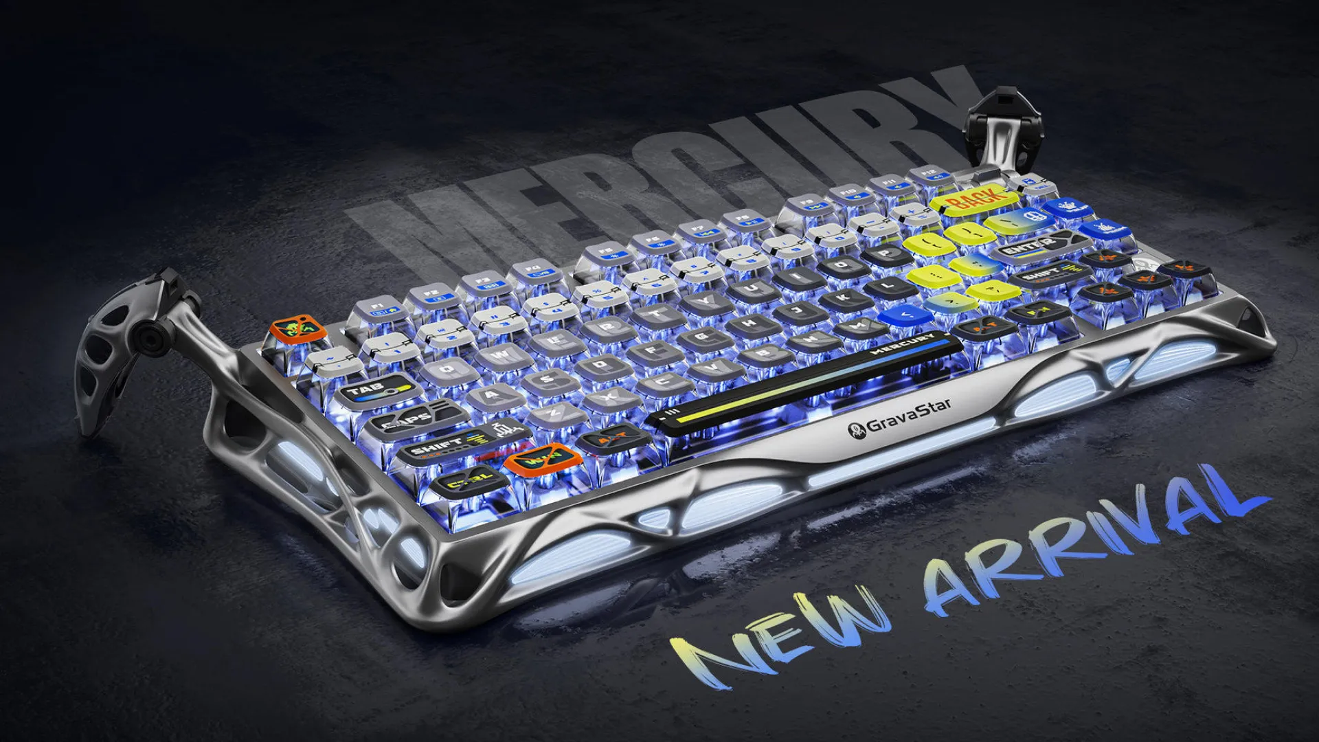Клавіатура механічна GravaStar Mercury K1 Pro 80keys, GravaStar x Kailh Speedy Mint, BT/WL/USB, RGB (Interstellar Silver)