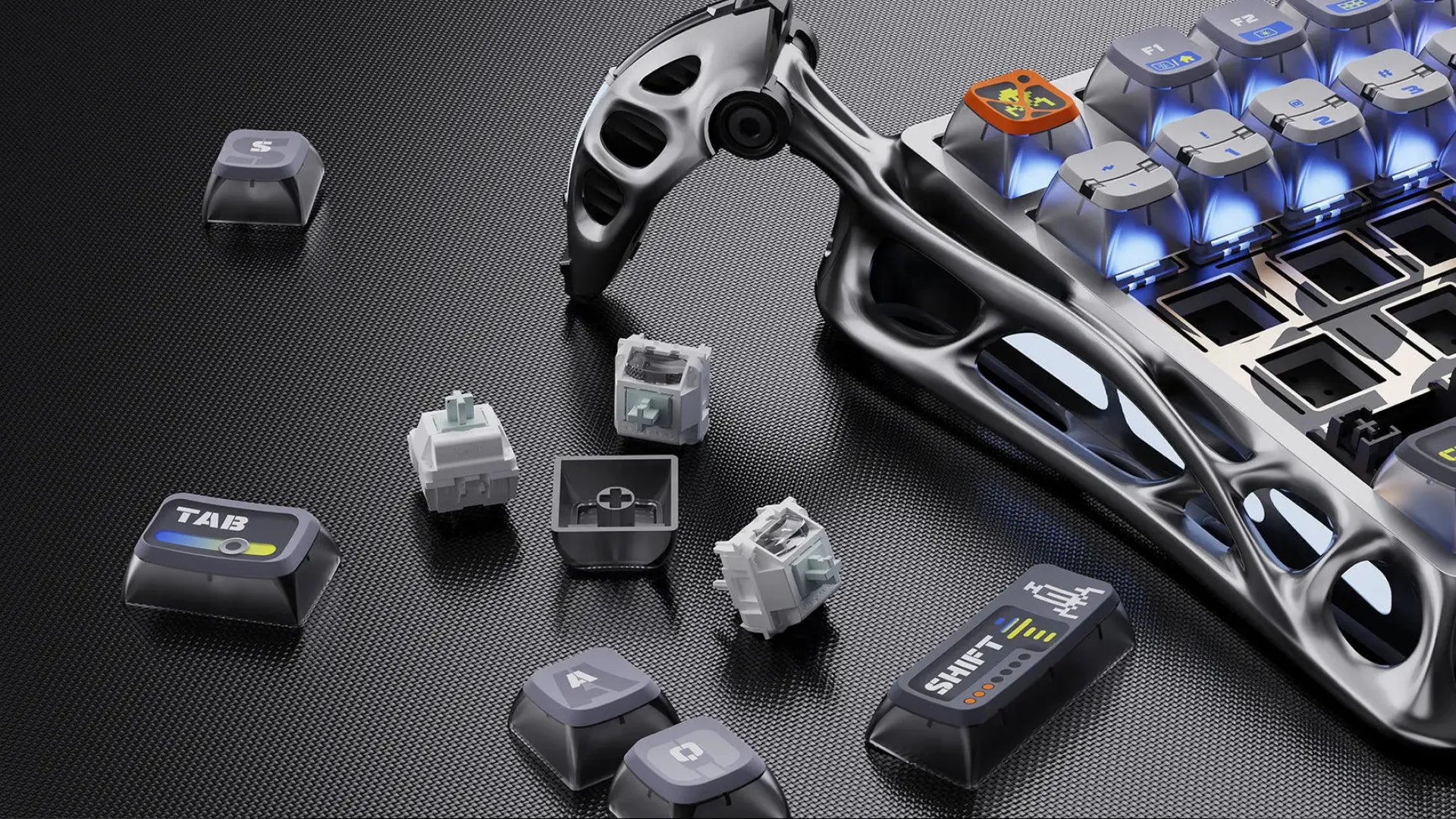 Клавіатура механічна GravaStar Mercury K1 Pro 80keys, GravaStar x Kailh Speedy Mint, BT/WL/USB, RGB (Interstellar Silver)