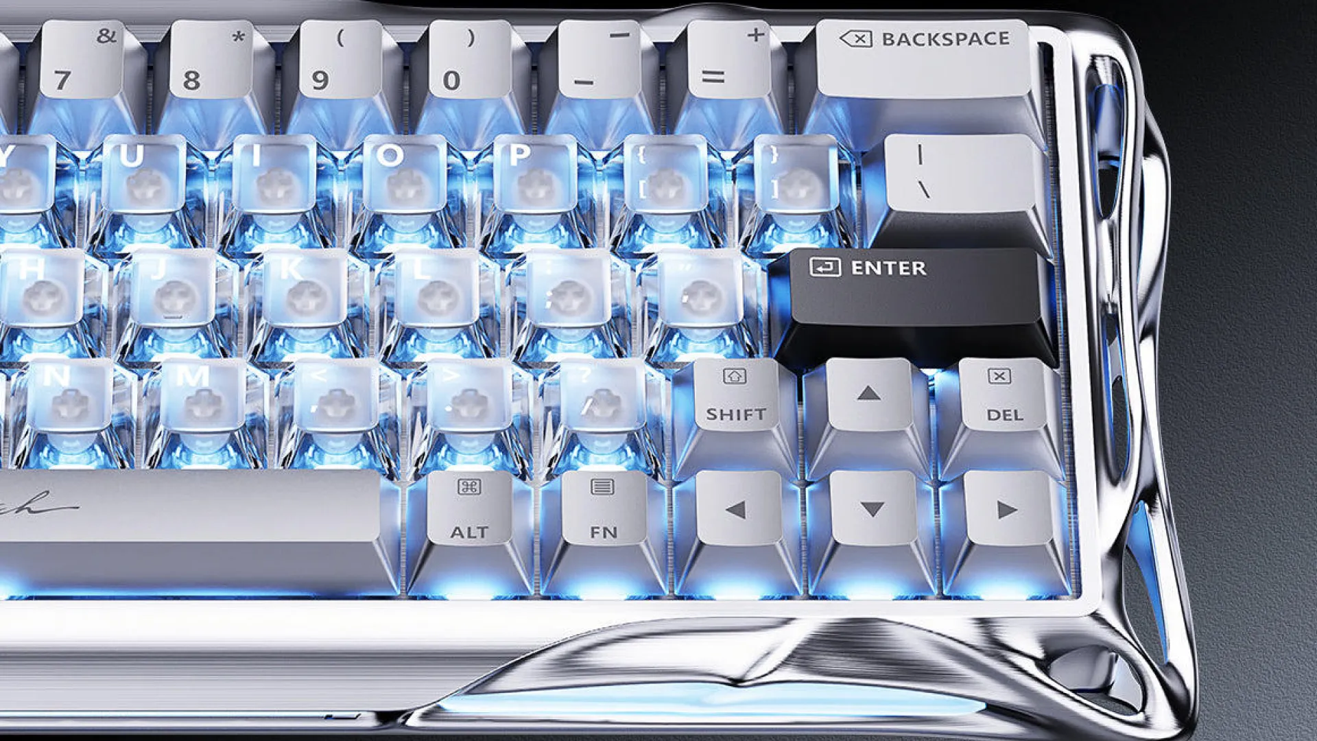 Клавіатура механічна GravaStar Mercury V60 Pro 60keys, GravaStar Blackcore, USB-A, 8k, RGB (Chrome Silver)