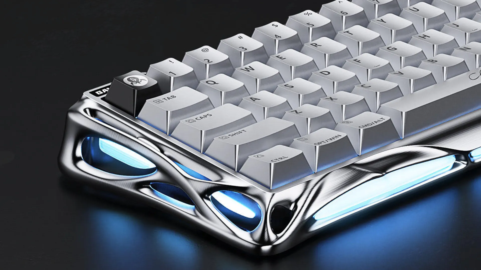 Клавіатура механічна GravaStar Mercury V60 Pro 60keys, GravaStar Blackcore, USB-A, 8k, RGB (Chrome Silver)