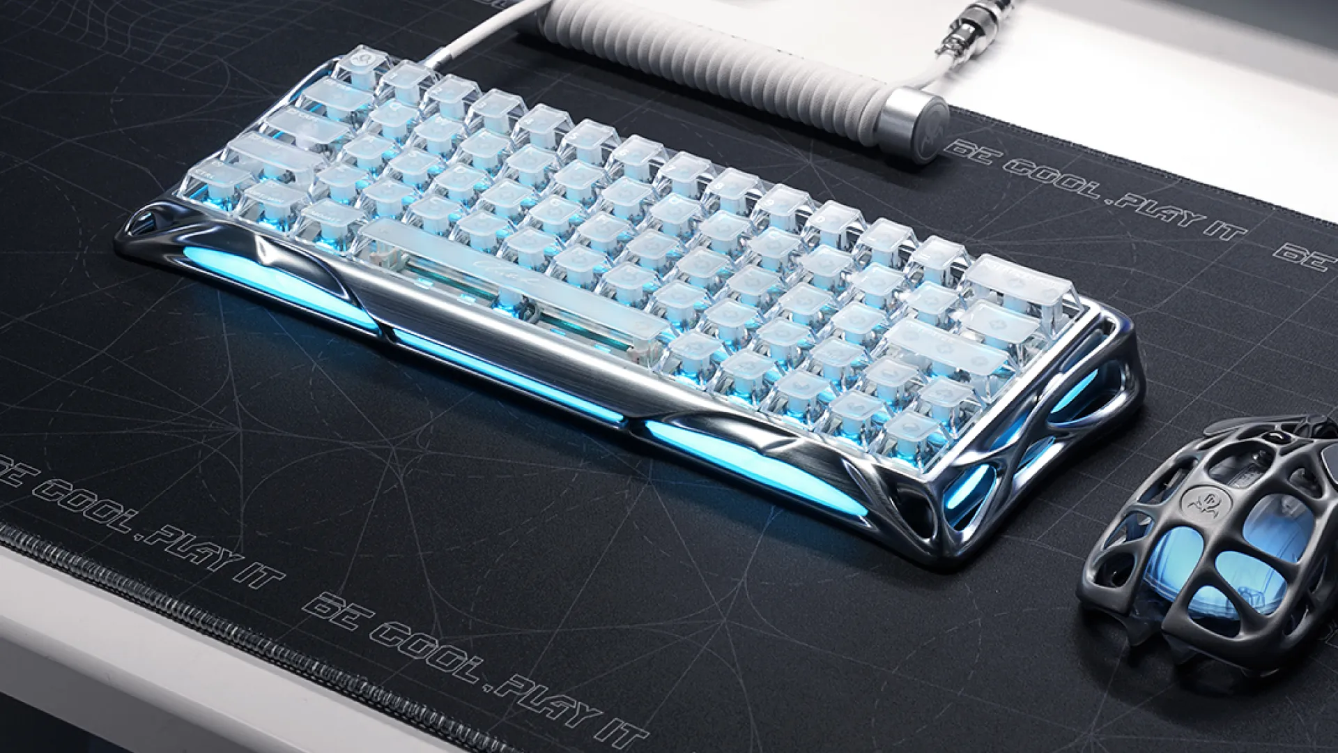 Клавіатура механічна GravaStar Mercury V60 Pro 60keys, UFO Magnetic Gaming, 8K, USB-A, RGB (Sliver Frost)