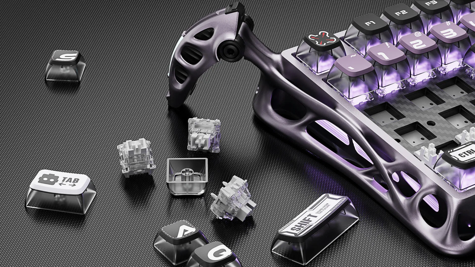 Клавіатура механічна GravaStar Mercury V75 Pro 80keys, GravaStar x Gateron Jade Gaming, USB-A, 8k, RGB (Iron Purple)