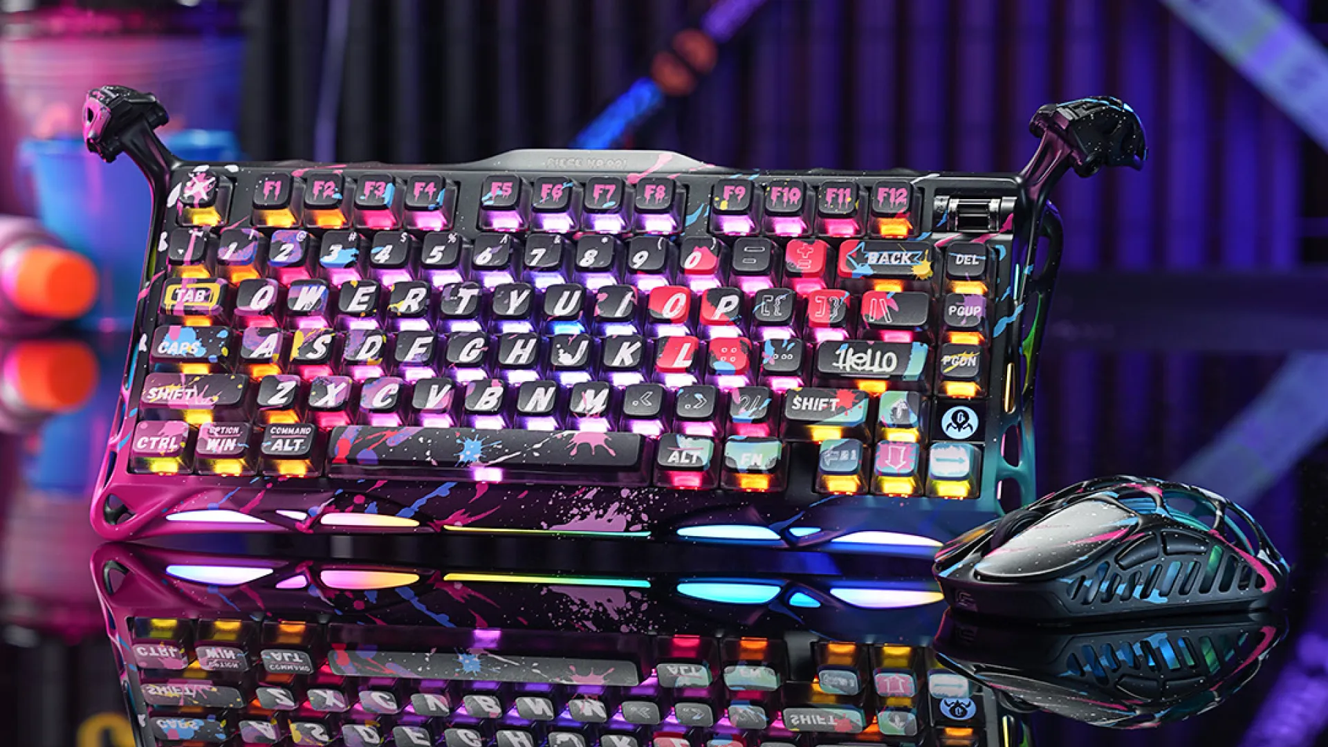 Клавіатура механічна GravaStar Mercury V75 Pro 80keys, GravaStar x Gateron Jade Gaming, USB-A, 8k, RGB (Neon Graffiti)