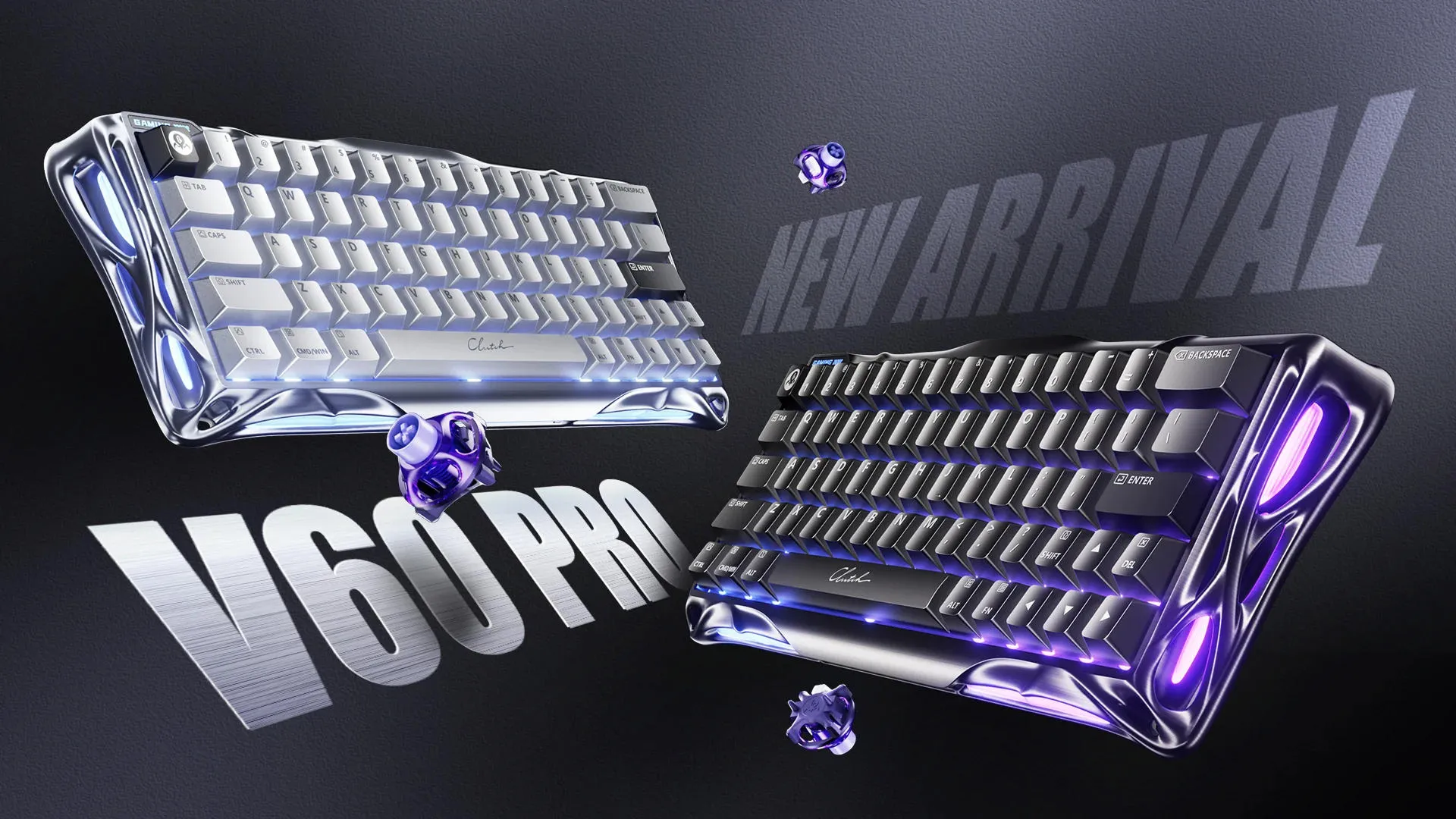 Клавиатура механическая GravaStar Mercury V60 Pro 60keys, GravaStar Blackcore, USB-A, 8k,RGB, GunMetal