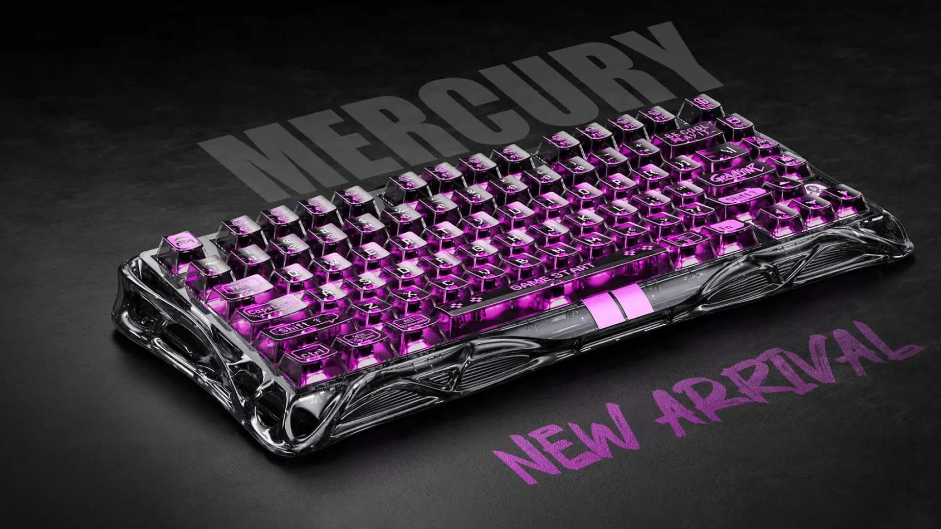 Клавіатура механічна GravaStar Mercury V75 Lite 75keys, Blackcore, USB-A, (Transparent Black)