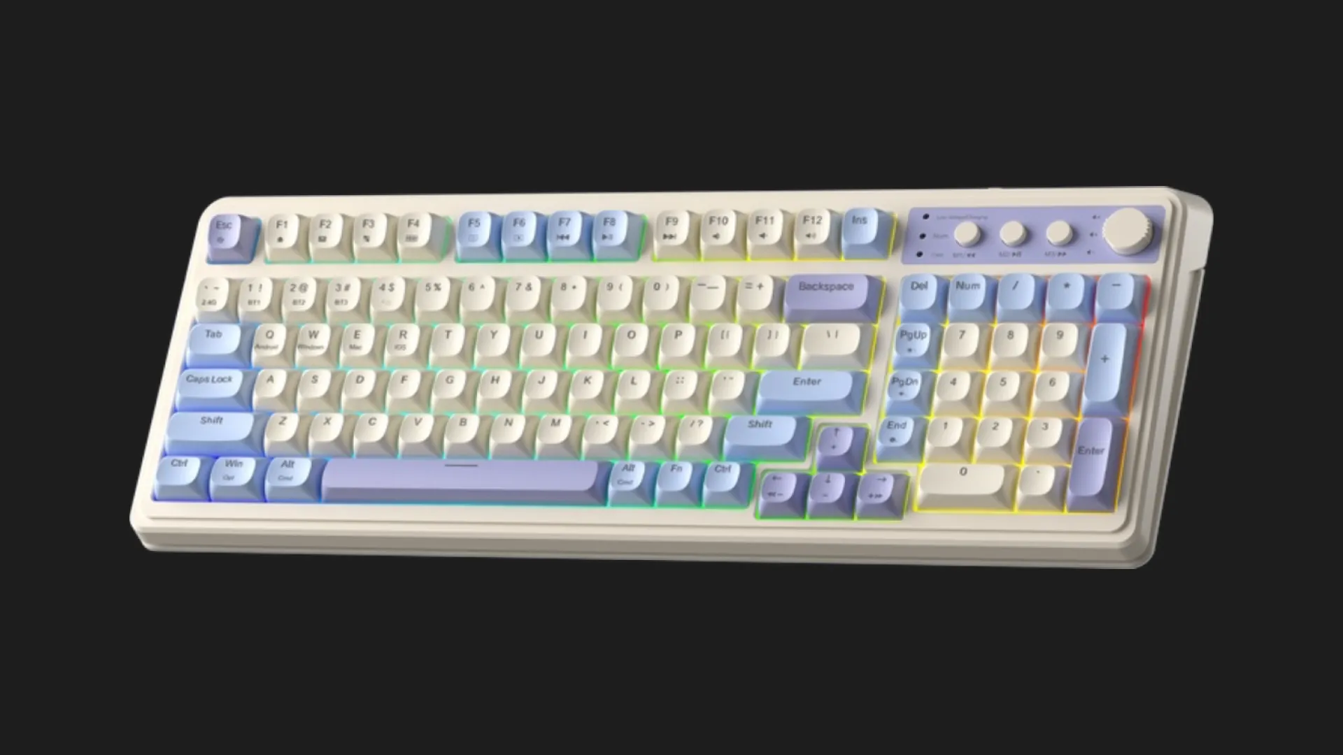 Клавиатура беспроводная AULA S99 2.4G wireless, BT, Membrane keyboard (White/Purple)