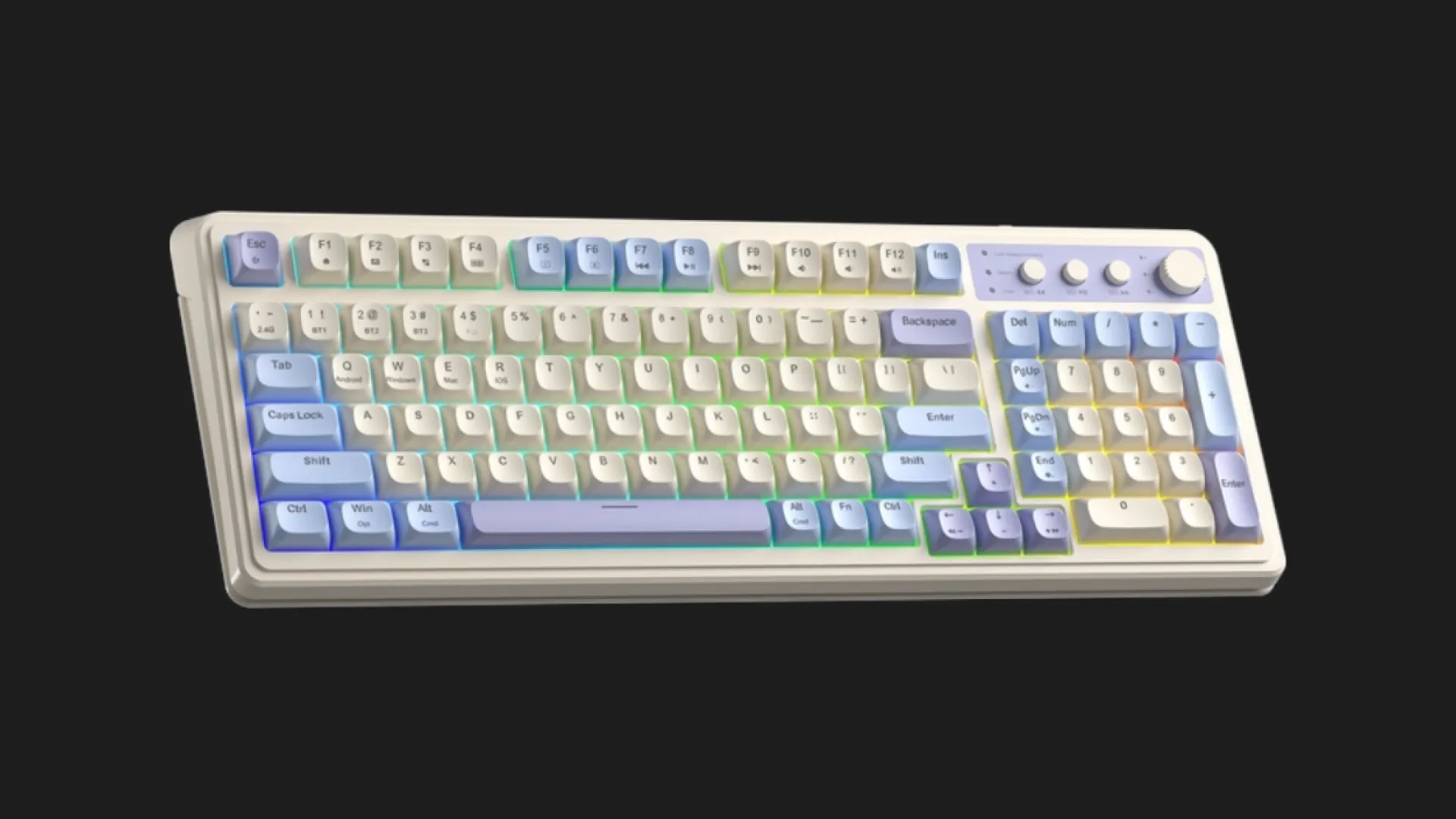 Клавиатура беспроводная AULA S99 2.4G wireless, BT, Membrane keyboard (White/Purple)