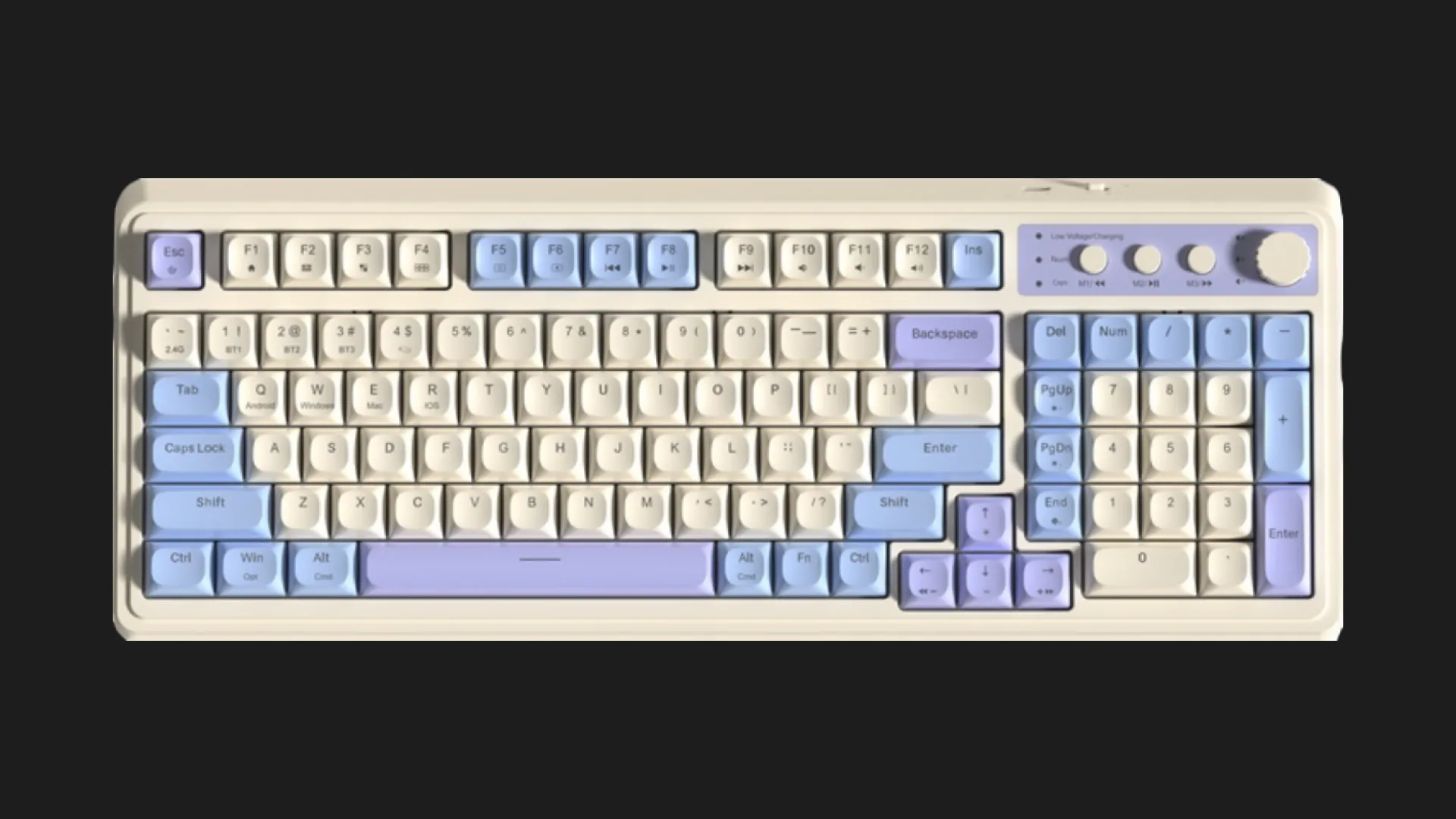 Клавиатура беспроводная AULA S99 2.4G wireless, BT, Membrane keyboard (White/Purple)
