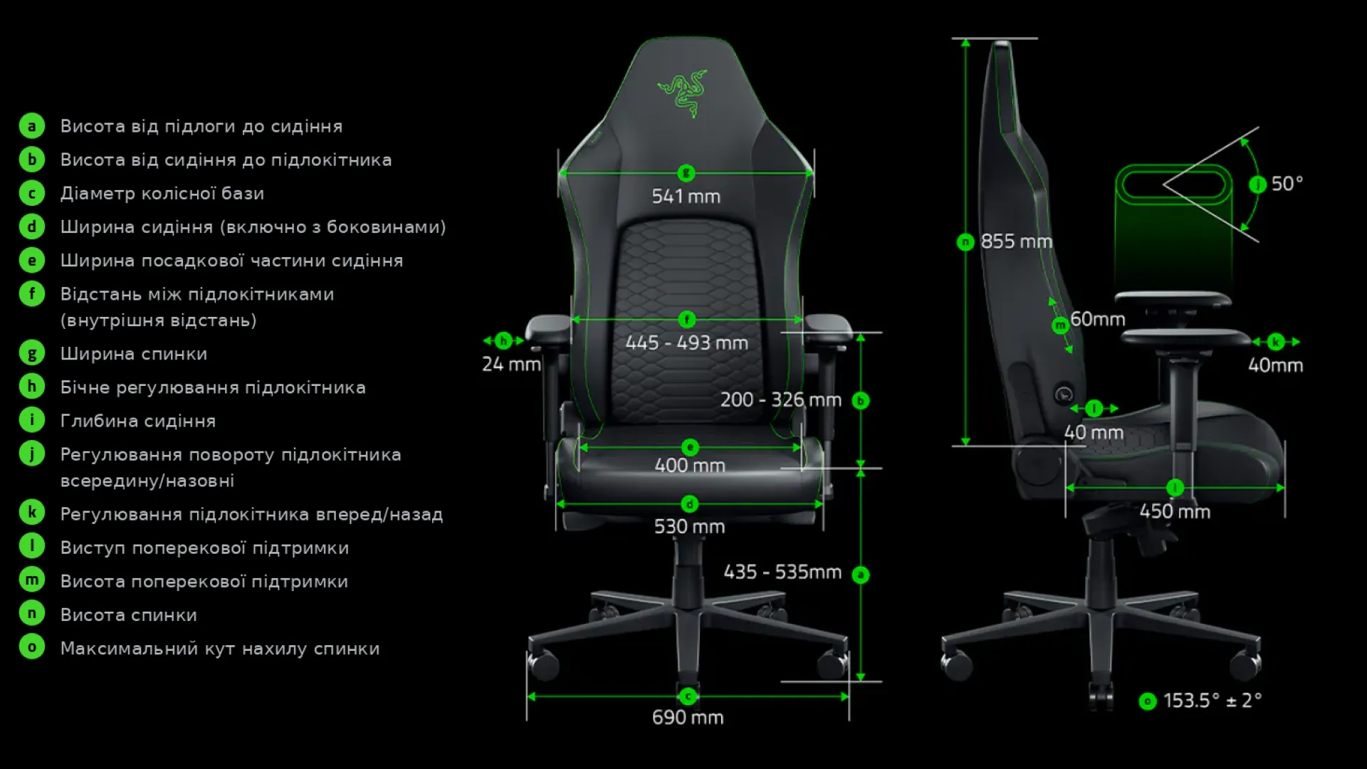 Кресло для геймеров Razer Iskur V2 New Gen, (RZ38-04900700-R3G1) (Green)