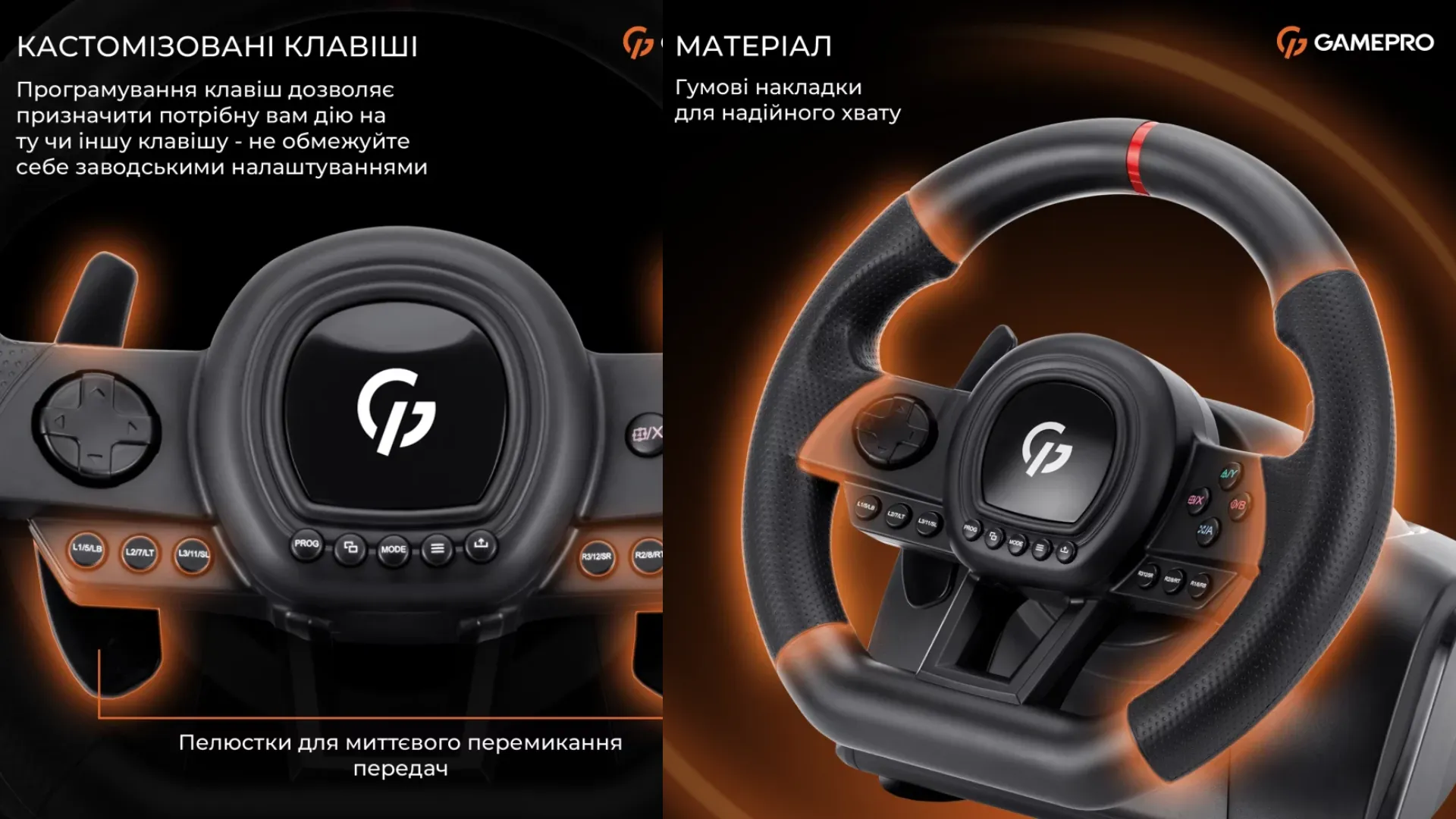 Комплект (руль, педали, КПП) GamePro RW038PM (Black) (UA)