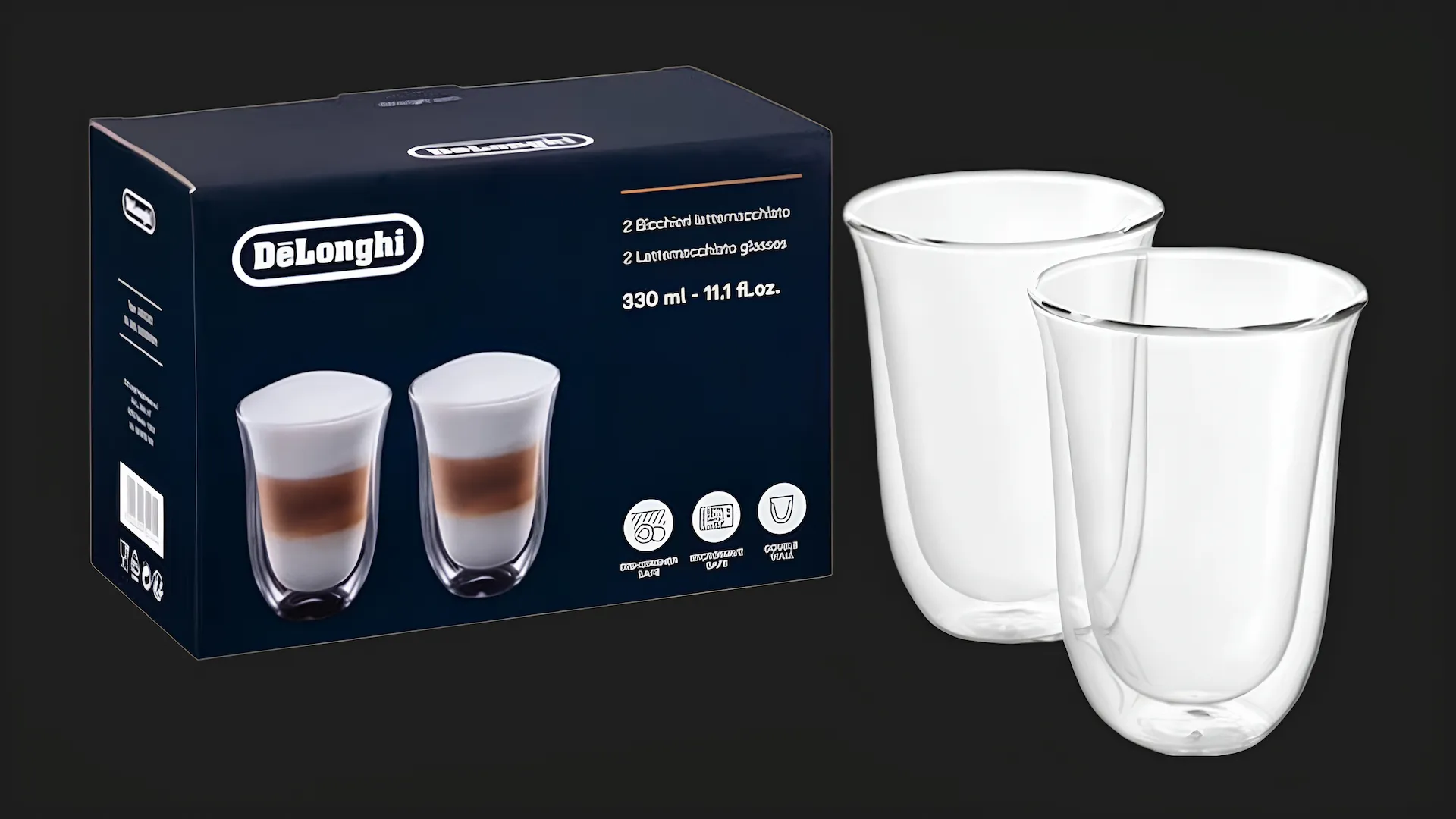 Набор стаканов DeLonghi DLSC312 LATTEMACCHIATO (2 шт)