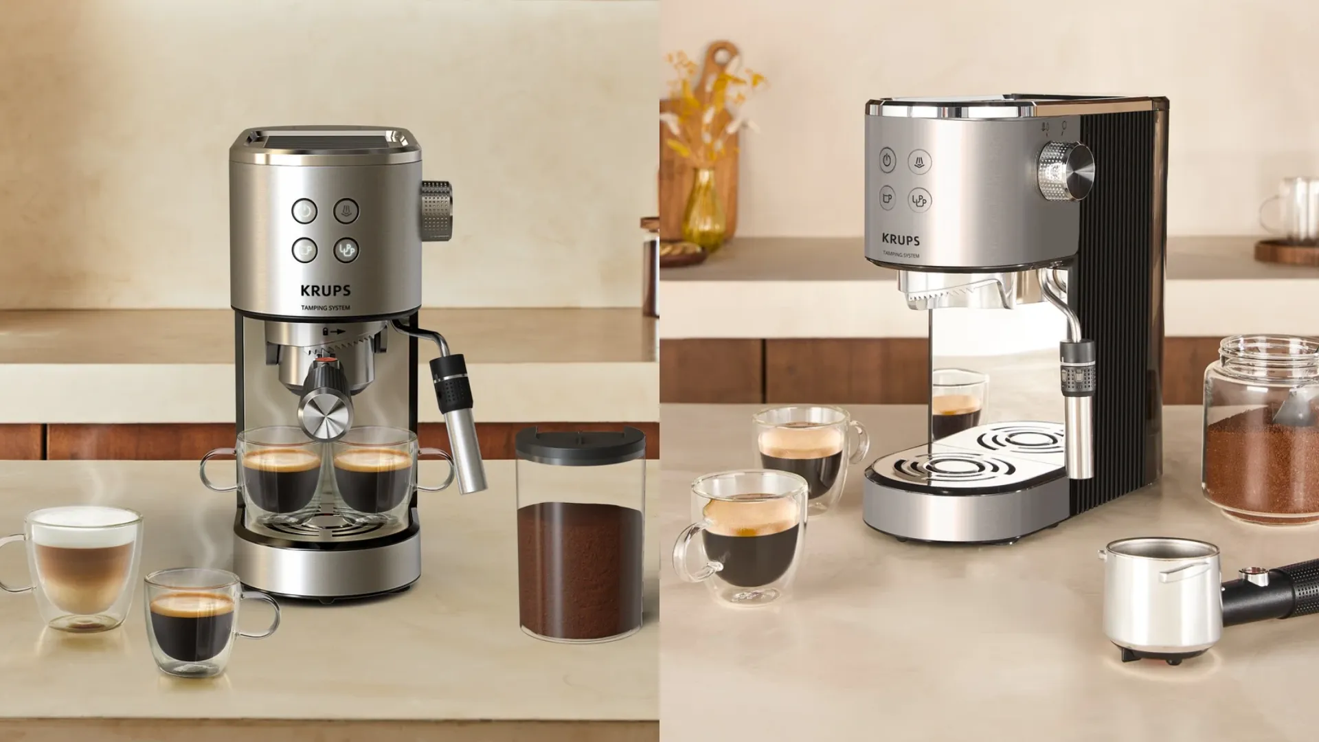 Рожковая кофеварка Krups Virtuoso+ Tamping System XP499EE0 (Stainless Steel)