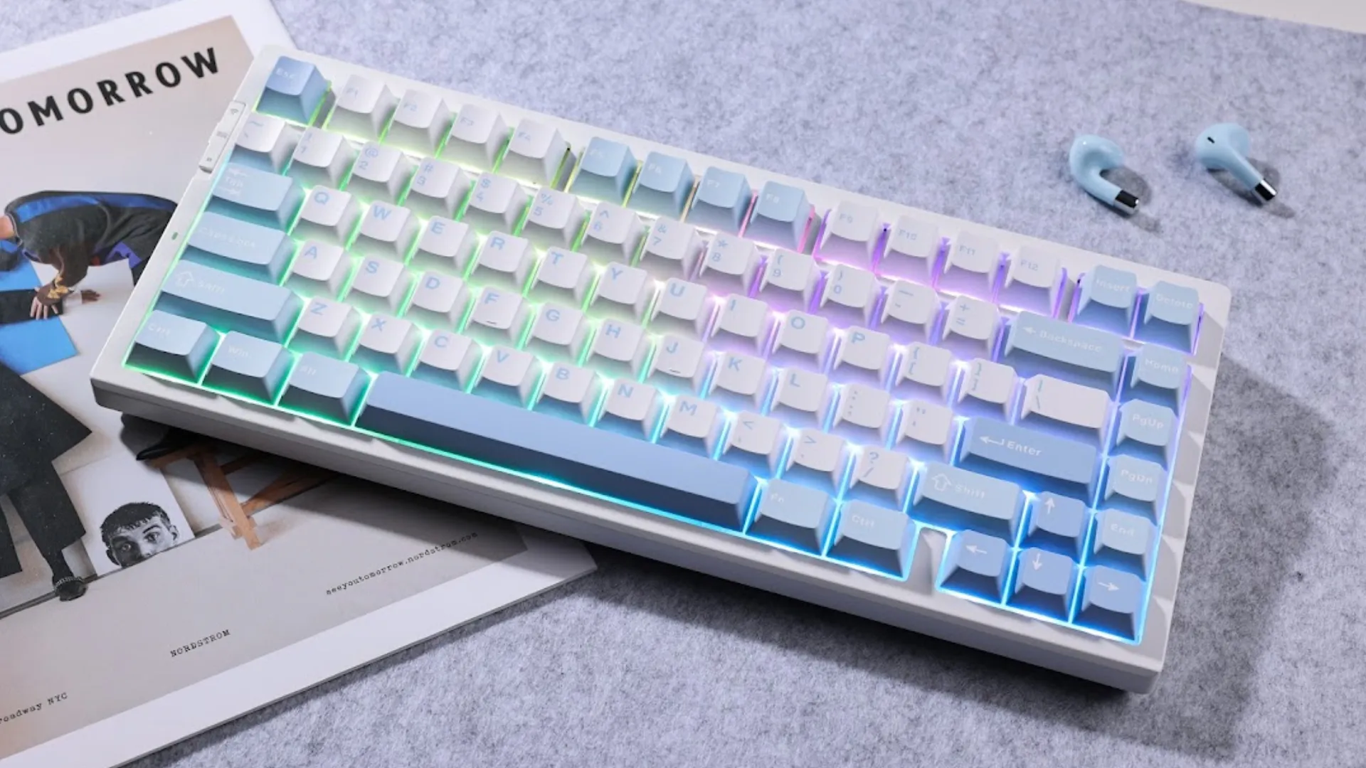 Клавіатура MCHOSE G75 Pro Cabbage Tofu V2 USB-A/WL/BT RGB (Blue) (G75-4A)