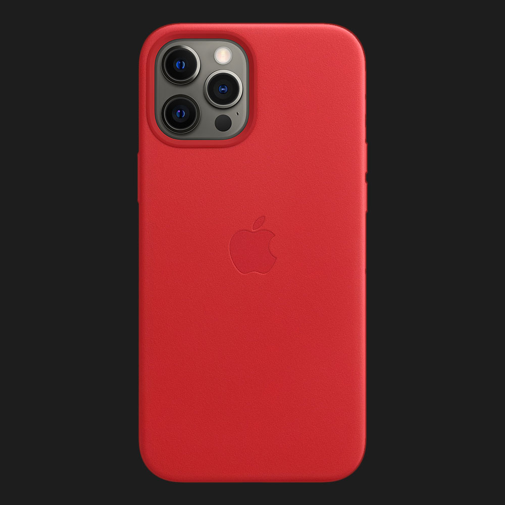 Оригінальний чохол Apple Leather Case with MagSafe для iPhone 12 Pro Max (PRODUCT RED) (MHKJ3)
