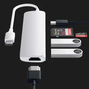Satechi Aluminum Type-C Slim Multi-Port Adapter 4K V2 Silver (ST-SCMA2S) в Херсоне