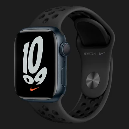 Apple Watch Series 7 45mm Midnight Aluminum Case with Anthracite/Black Nike Sport Band (MKNC3)