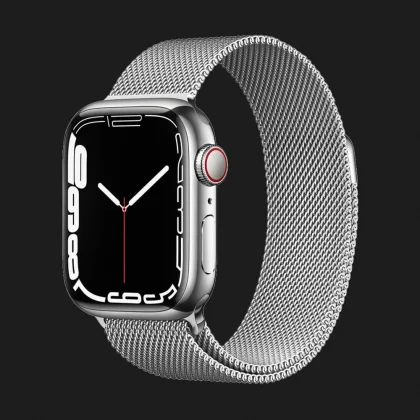 Apple Watch Series 7 45mm Silver Stainless Steel Case with Silver Milanese Loop (MKJE3)
