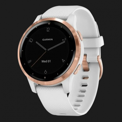 Garmin Vivoactive 4S Rose Gold Stainless Steel Bezel with White Case and Silicone Band в Черновцах