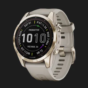 б/у Garmin Fenix 7S Sapphire Solar Cream Gold Titanium with Light Sand Band в Бердичеві