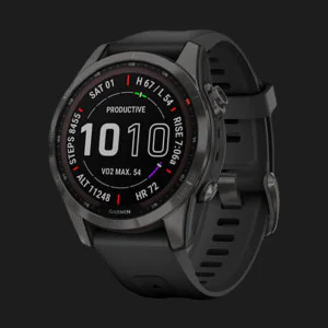 б/у Garmin Fenix 7S Sapphire Solar Carbon Gray DLC Titanium with Black Band в Бердичеві