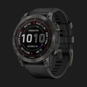 Garmin Fenix 7 Sapphire Solar Carbon Gray DLC Titanium with Black Band в Бердичеві