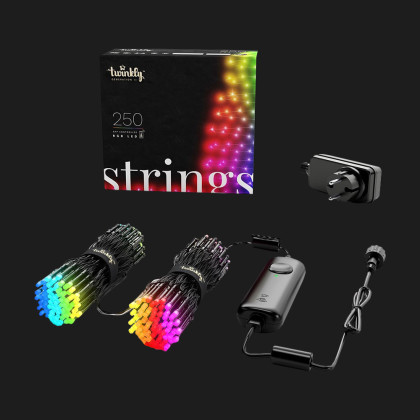 Гірлянда Smart LED Twinkly Strings RGB 250, Gen II, IP44, довжина 20м, кабель чорний