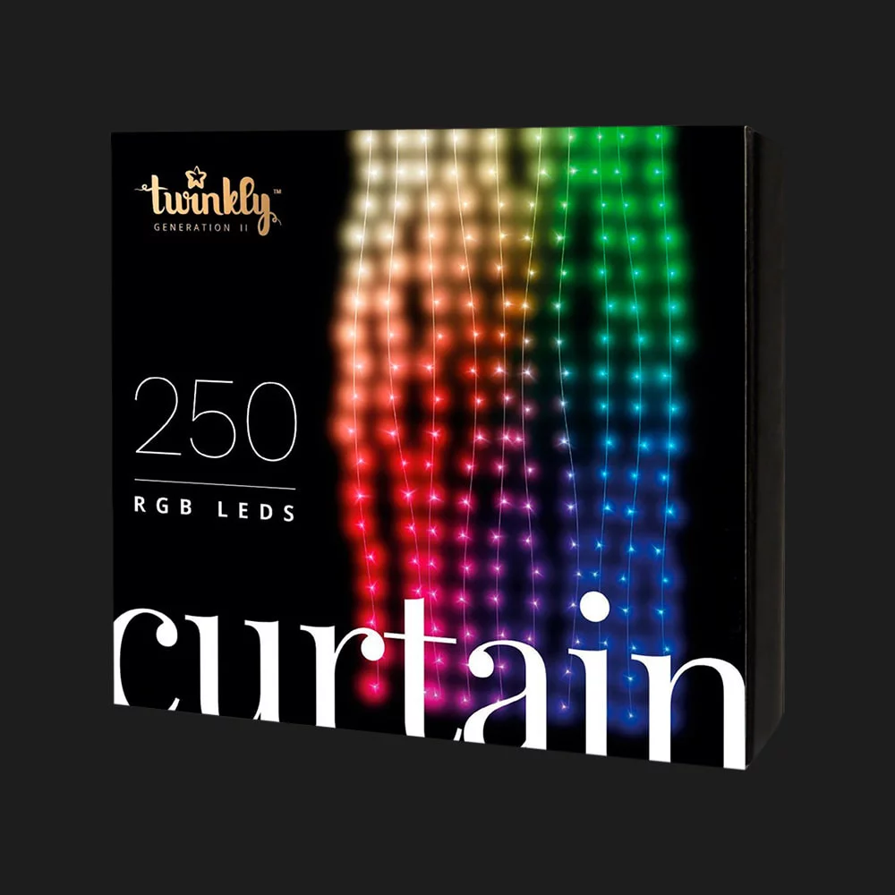 Гирлянда Smart LED Twinkly Pro Curtain RGB 250, AWG22, IP65, черный